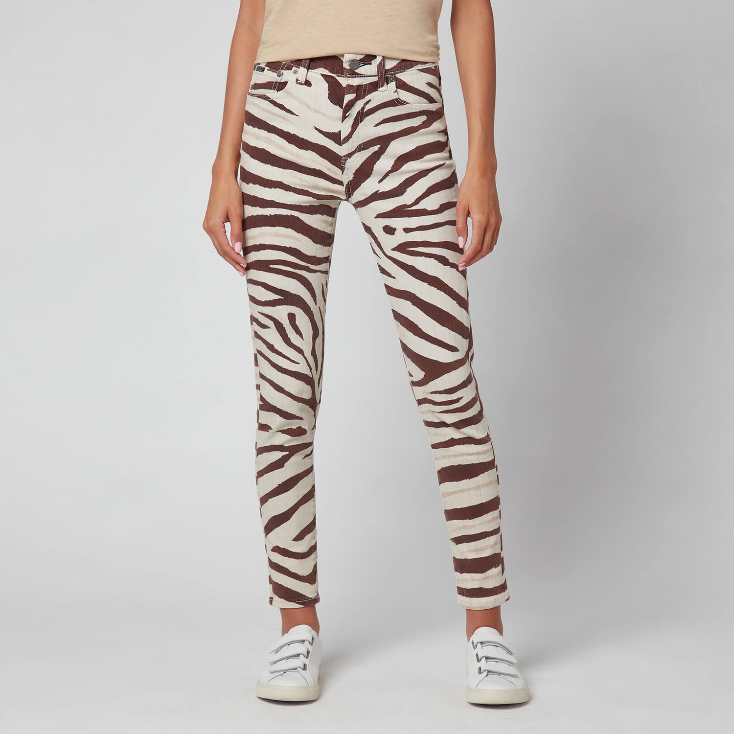 Polo Ralph Lauren Women's High Rise Skinny Jeans - Black/White Zebra - 27