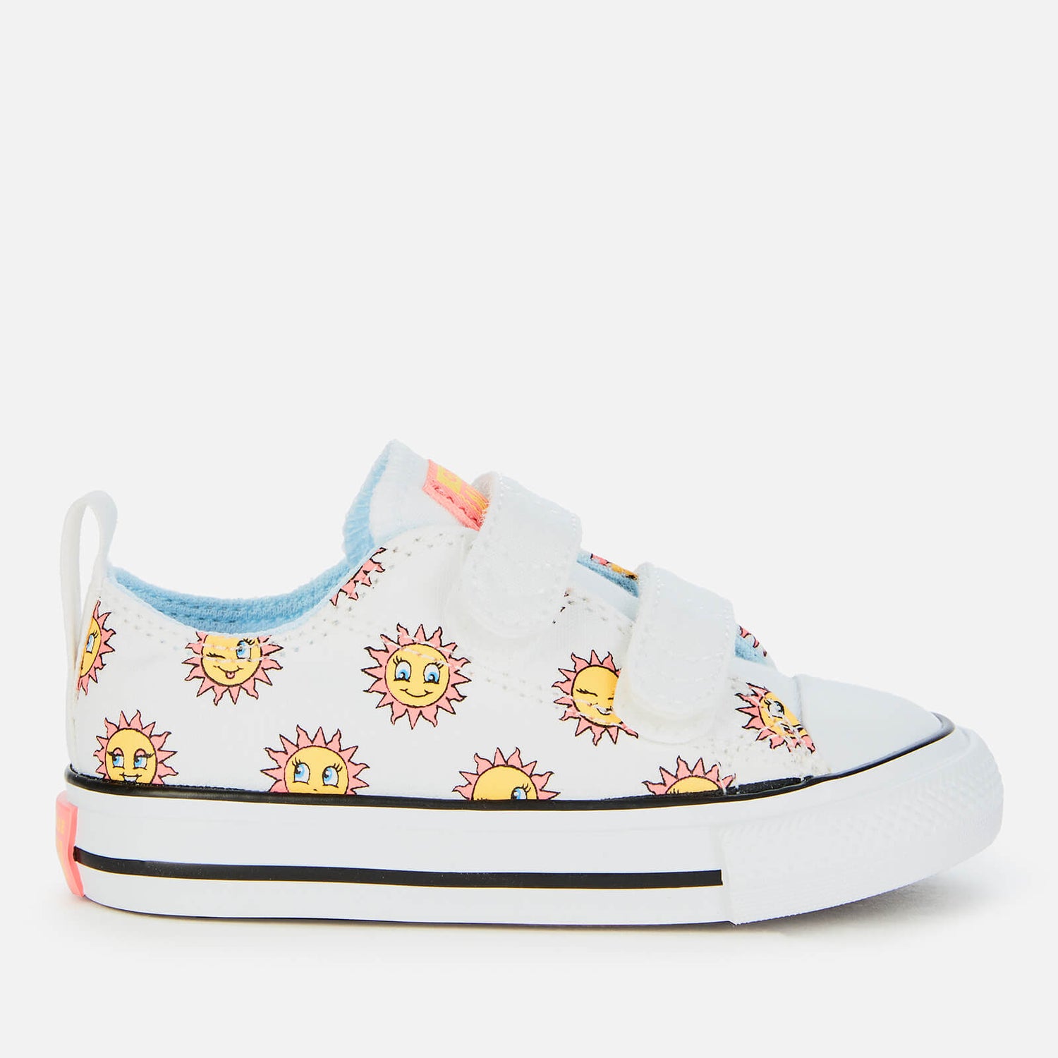 Converse Toddlers' Chase The Sun Chuck Taylor All Star Velcro Ox Trainers - White/Citron Pulse/Chambray Blue