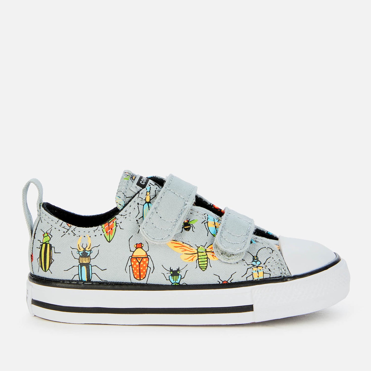 Converse Toddlers' Chuck Taylor All Star Velcro Bugged Out Ox Trainers - Ash Stone/Black/Bright Poppy