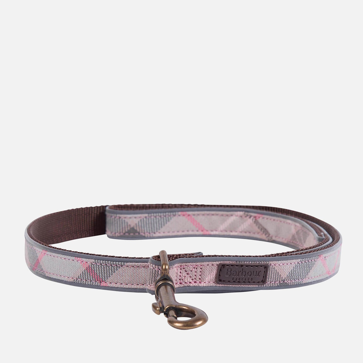 Barbour Reflective Tartan Dog Collar - Taupe/Pink Tartan - S