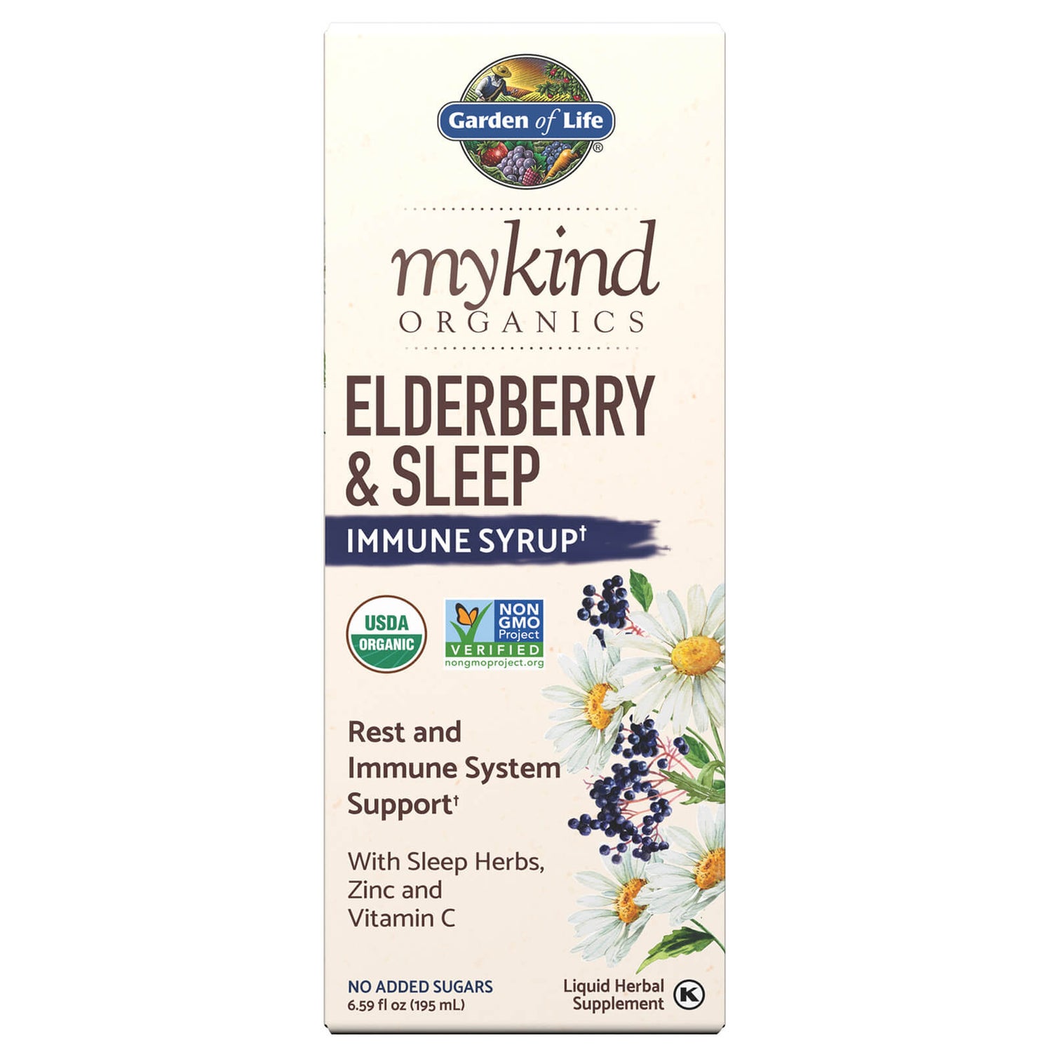 Sirop booster d’immunité favorisant le sommeil au sureau mykind Organics 195 ml