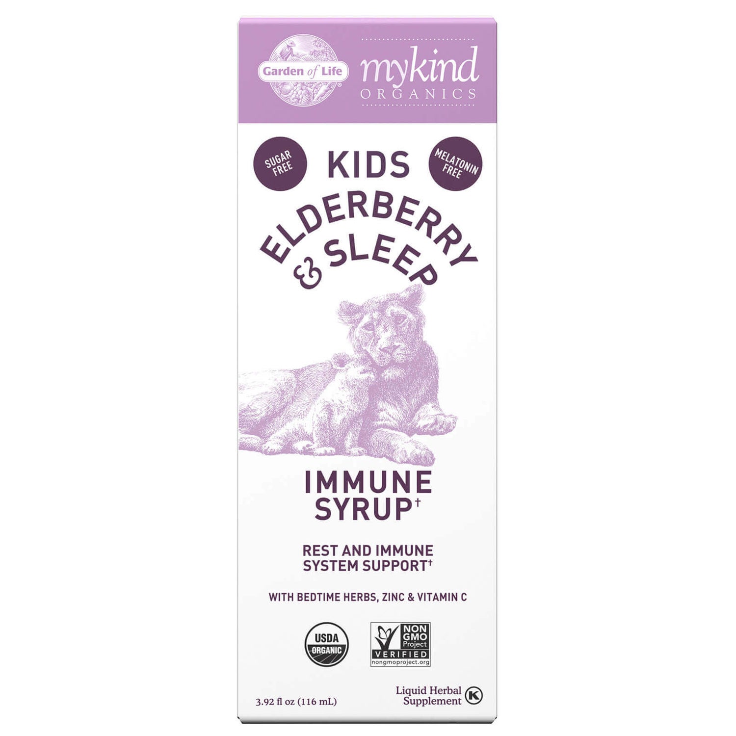 Sirop booster d’immunité favorisant le sommeil mykind Organics pour enfants - Baies de sureau - 116 ml