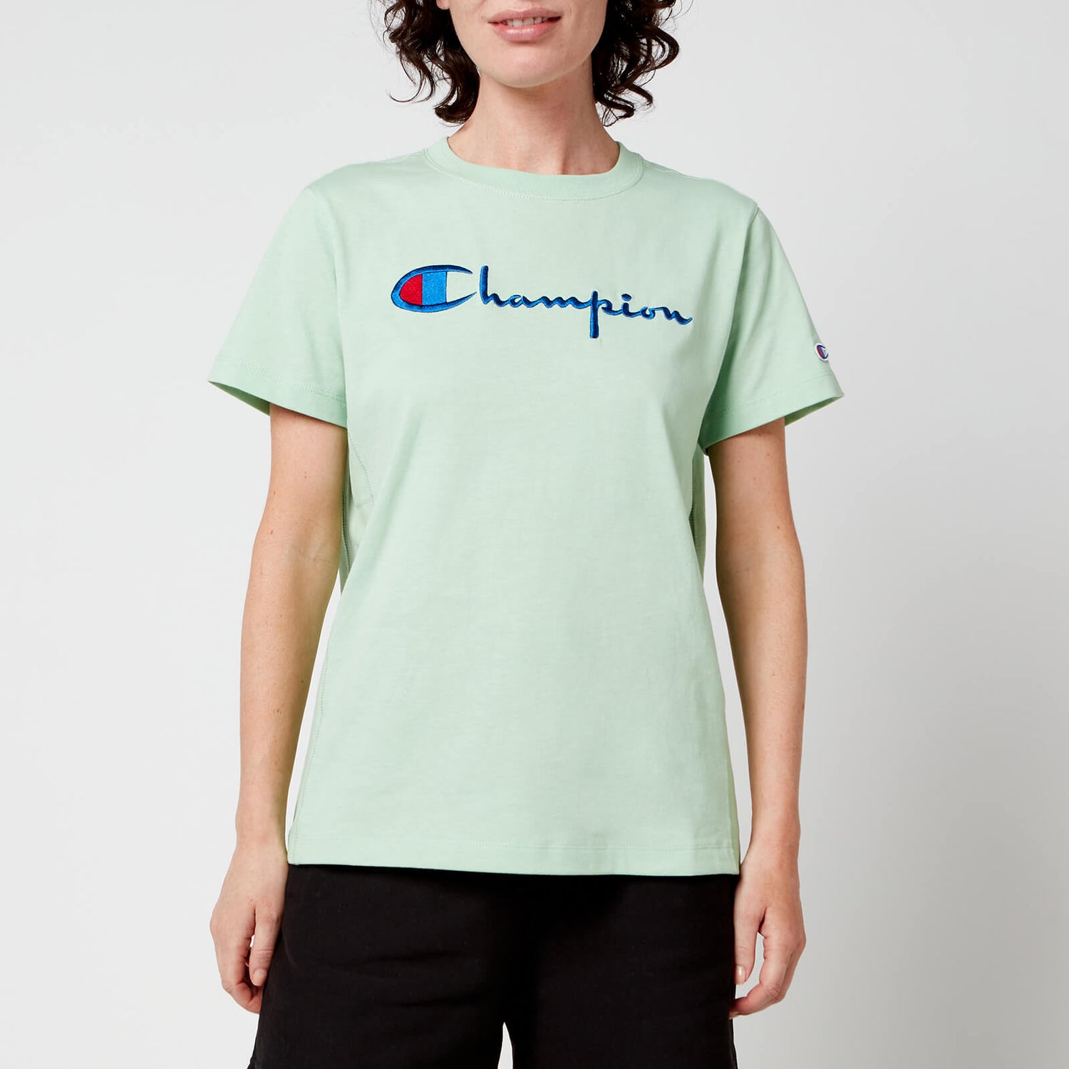 Champion Women's Large Script Crew Neck T-Shirt - Mint Green