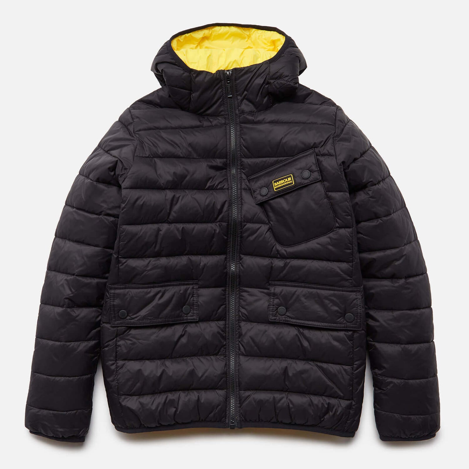 Barbour International Boys' Ouston Hooded Quilt - Black/Yellow