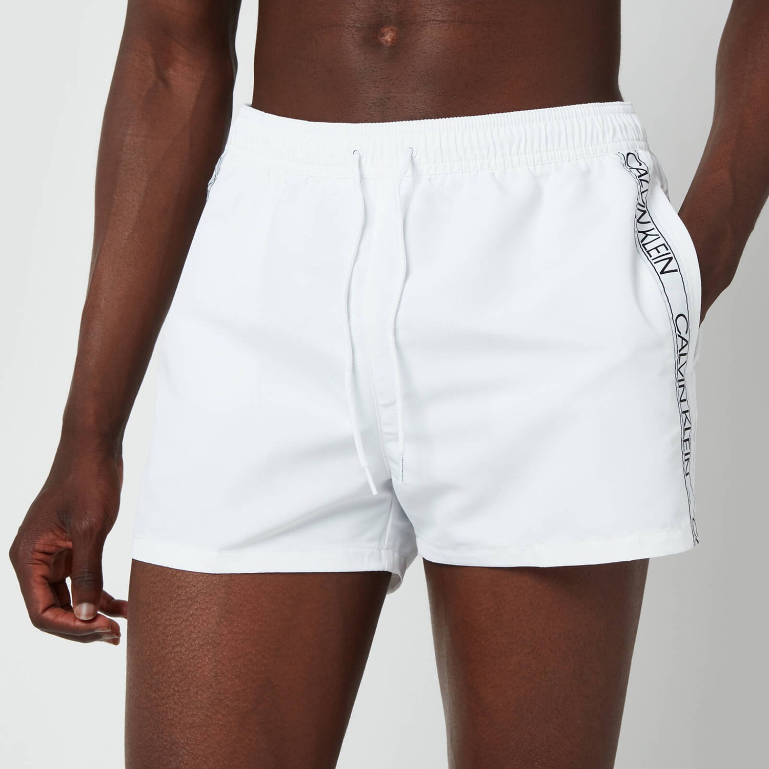 Calvin Klein Men's Short Drawstring Swim Shorts - Classic White