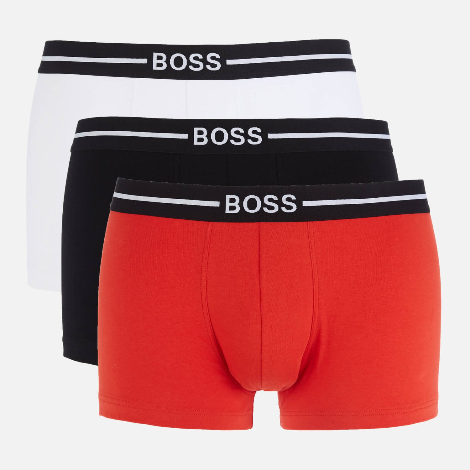 BOSS Bodywear Men's 3 Pack Organic Cotton Trunks - Black/Red/White