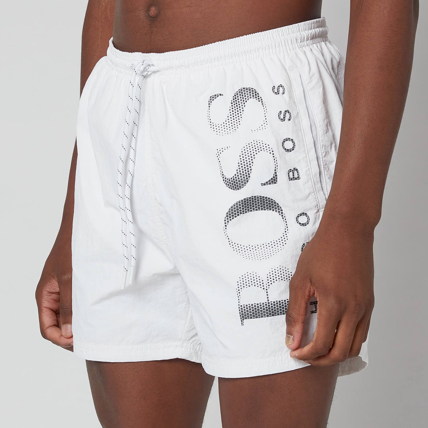 BOSS Bodywear Men's Technical Fabric Logo Swimshorts - Natural