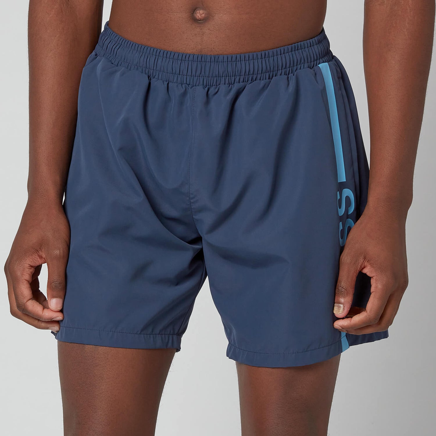 BOSS Bodywear Men's Recycled Fabric Logo Swimshorts - Navy