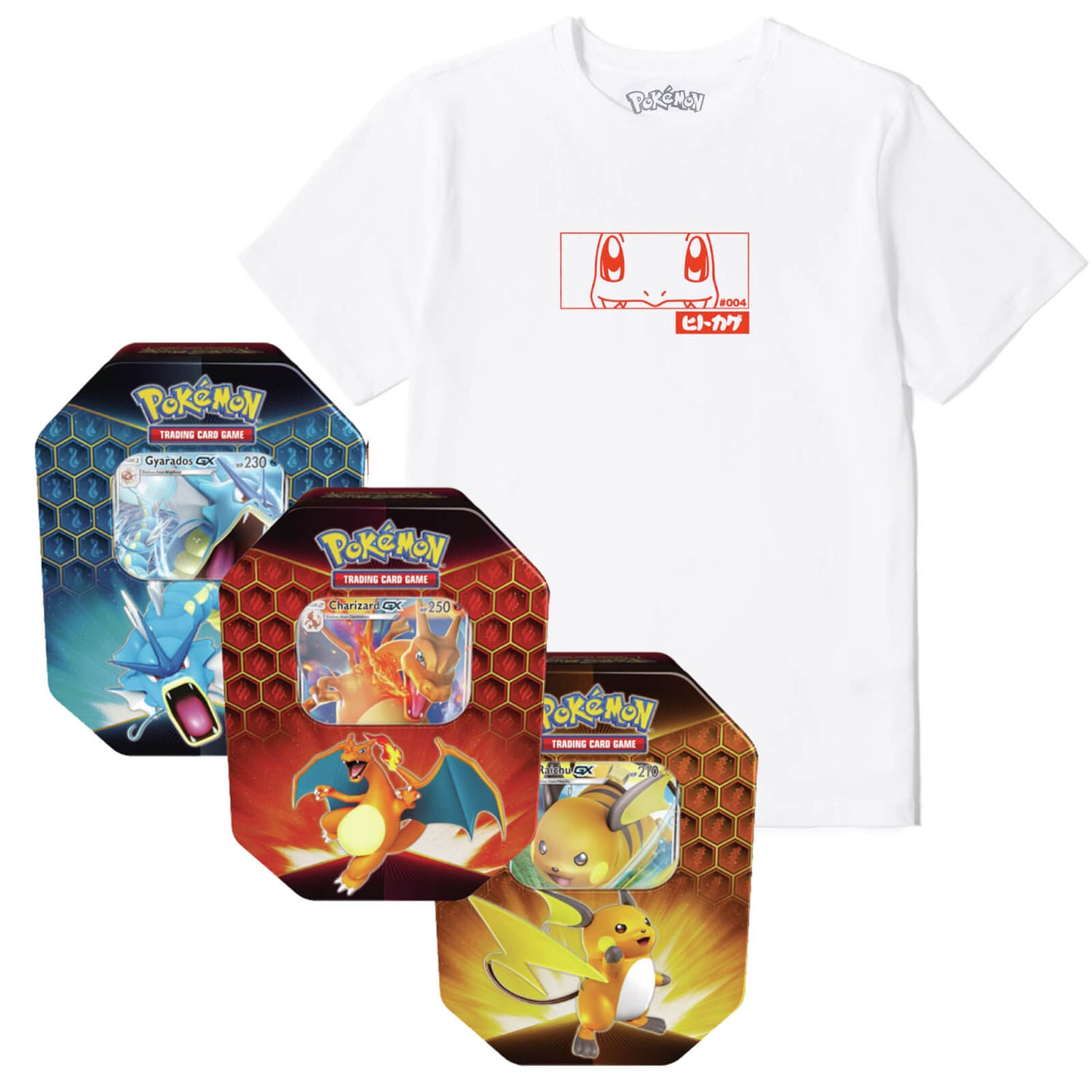 Lot Pokémon Salamèche : T-Shirt & Cartes Pokémon TCG : Hidden Fates Tin