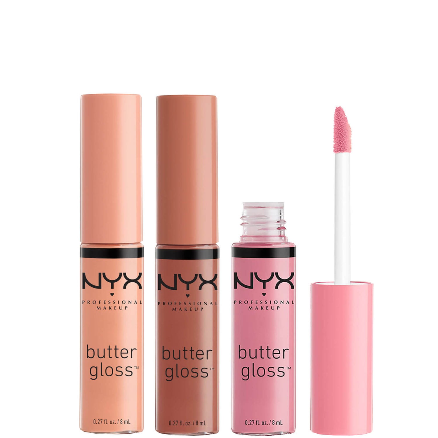 NYX Professional Makeup Butter Gloss Lip Gloss Trio -huulikiiltotrio – Praline, Éclair and Fortune Cookie