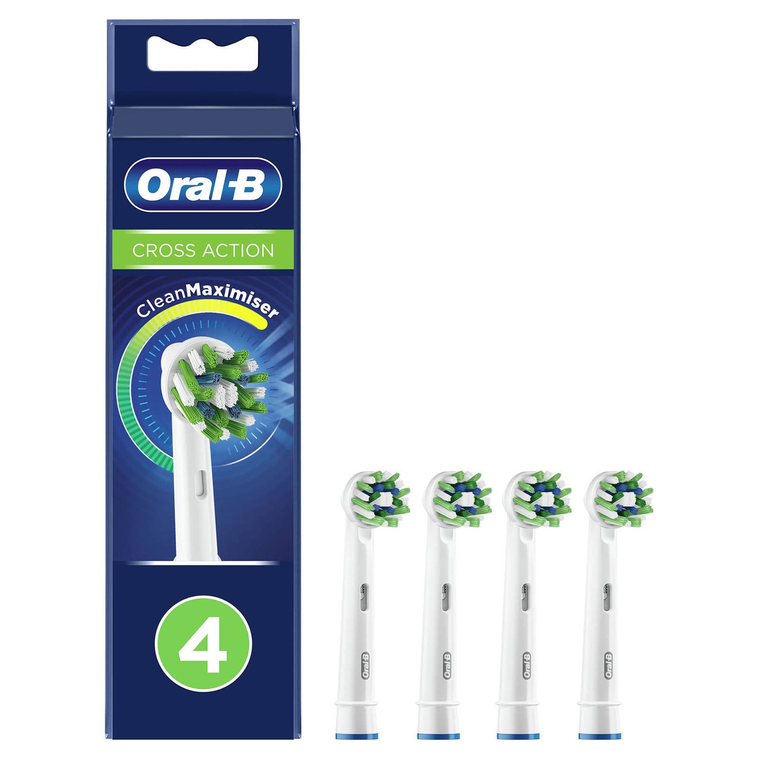 mond Gestreept Grootte Oral-B Crossaction Opzetborstels Met CleanMaximiser, 4 Stuks | Oral-B NL