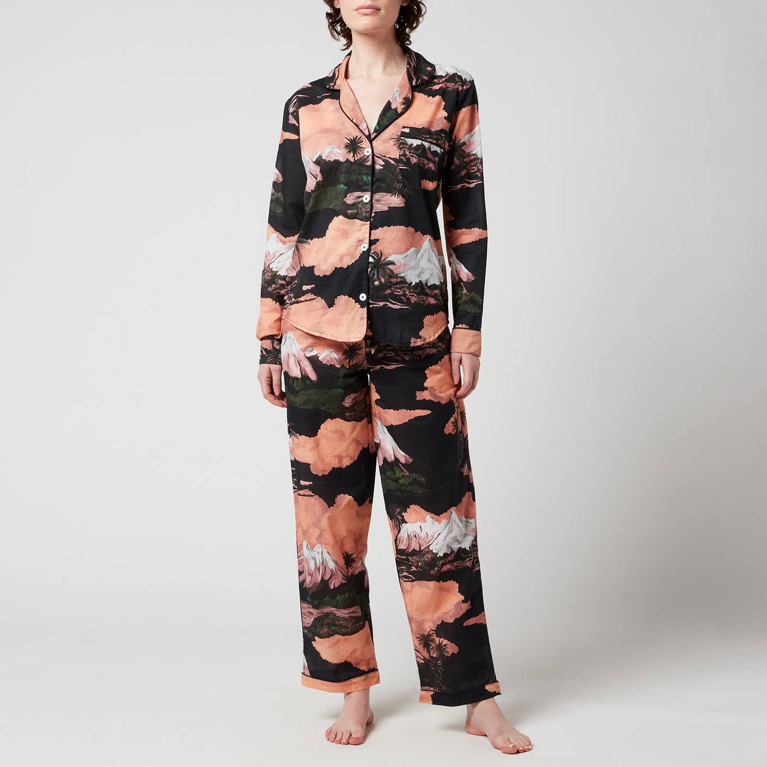 Desmond & Dempsey Women's Wakatipu Pyjama Set - Pink/Black - XS