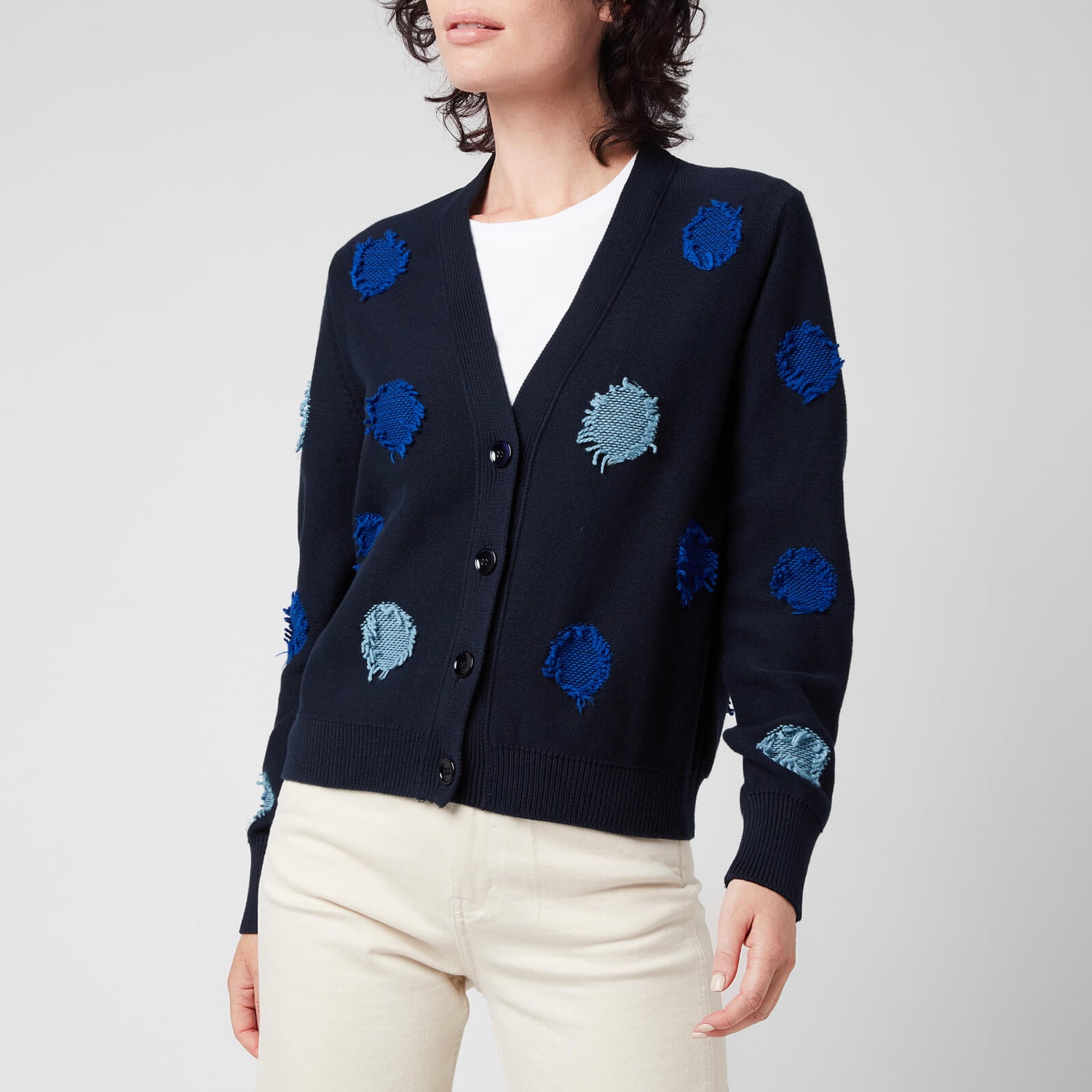 PS Paul Smith Women's Tagliatelle Spot Knitted Cardigan - Blue
