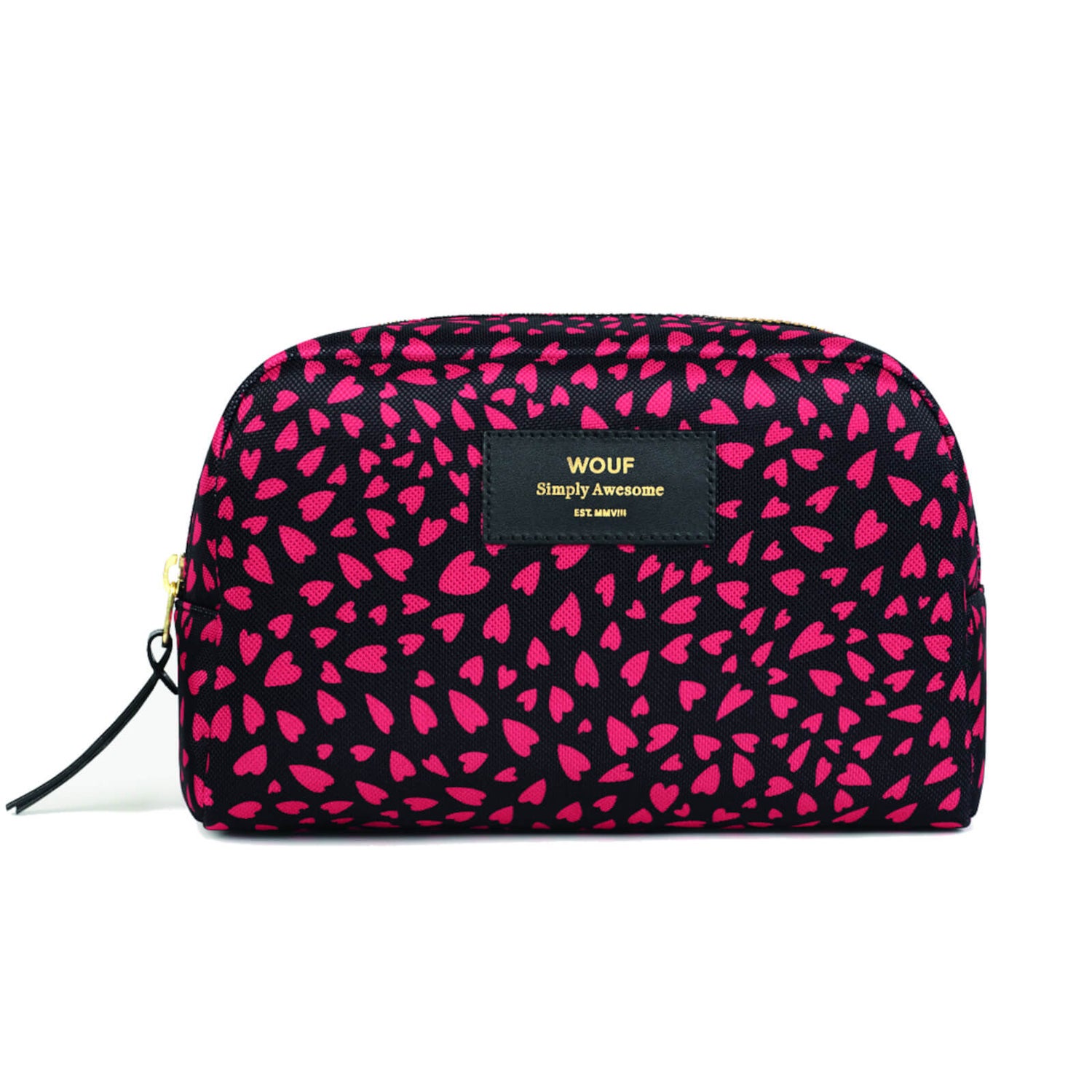 Wouf Beauty Bag - Large - Black Hearts