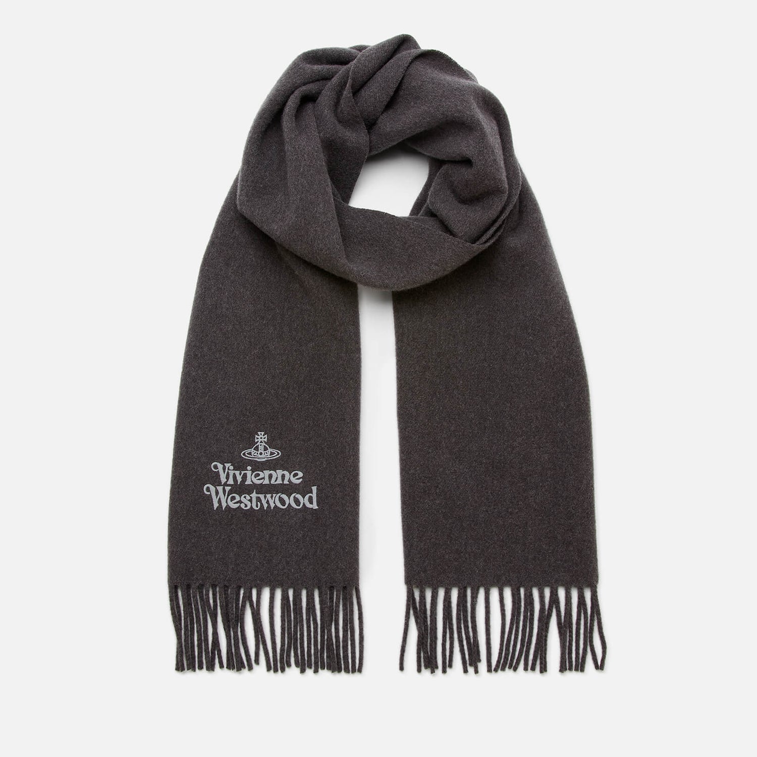 Vivienne Westwood Women's Embroidered Lambswool Scarf - Anthracite Melange