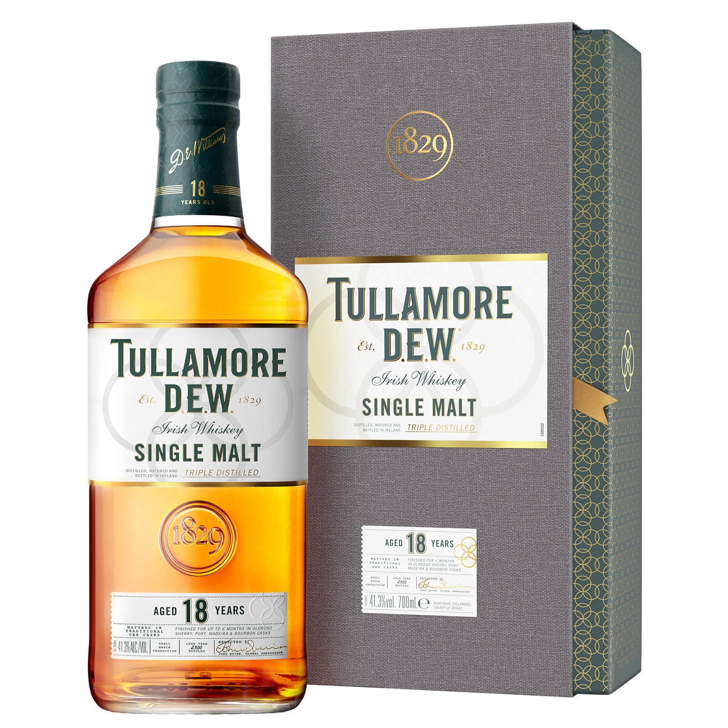 Tullamore D.E.W. 18 Year Old Single Malt Irish Whiskey 70cl