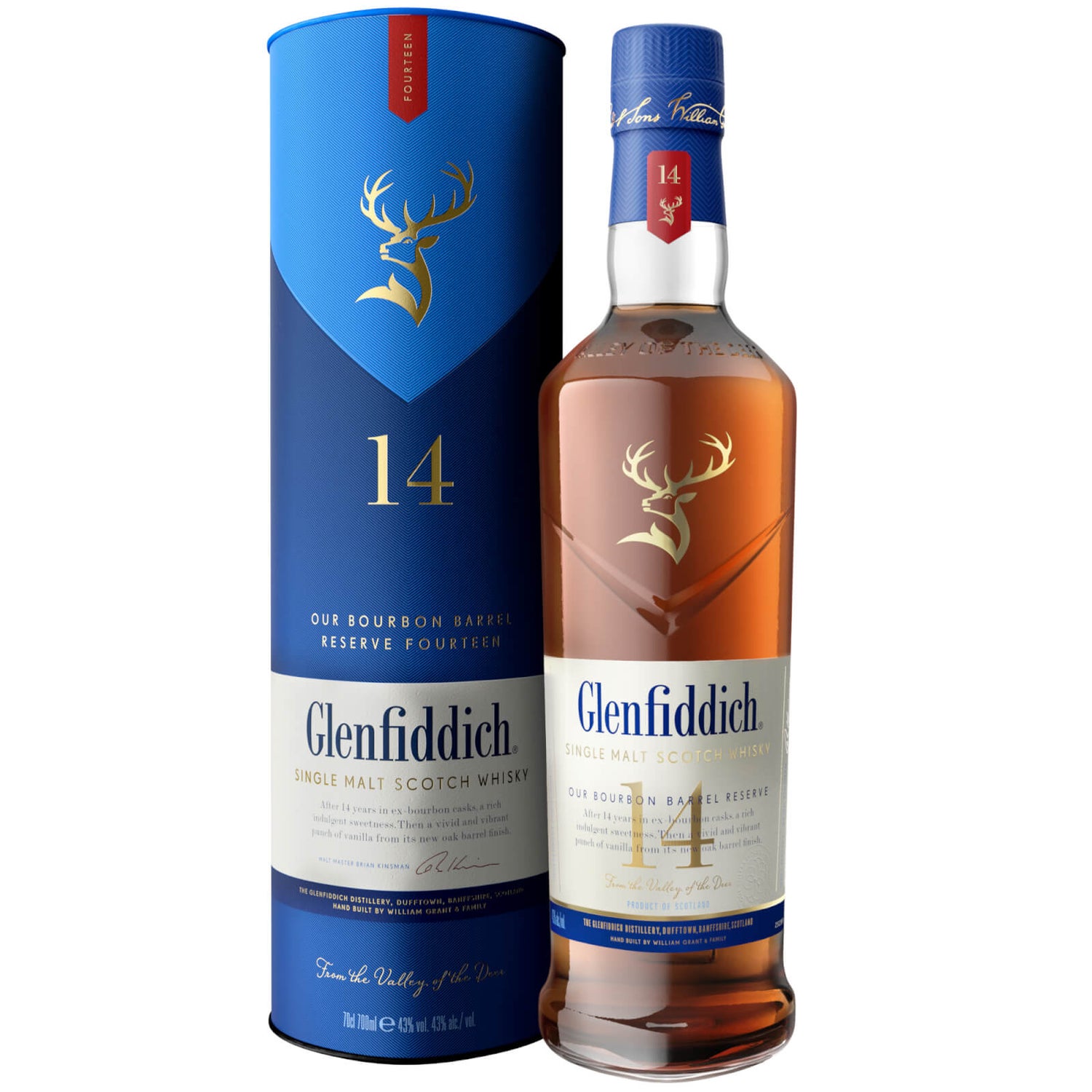 Glenfiddich 14 Year Old Bourbon Barrel Reserve Single Malt Scotch Whisky 70cl