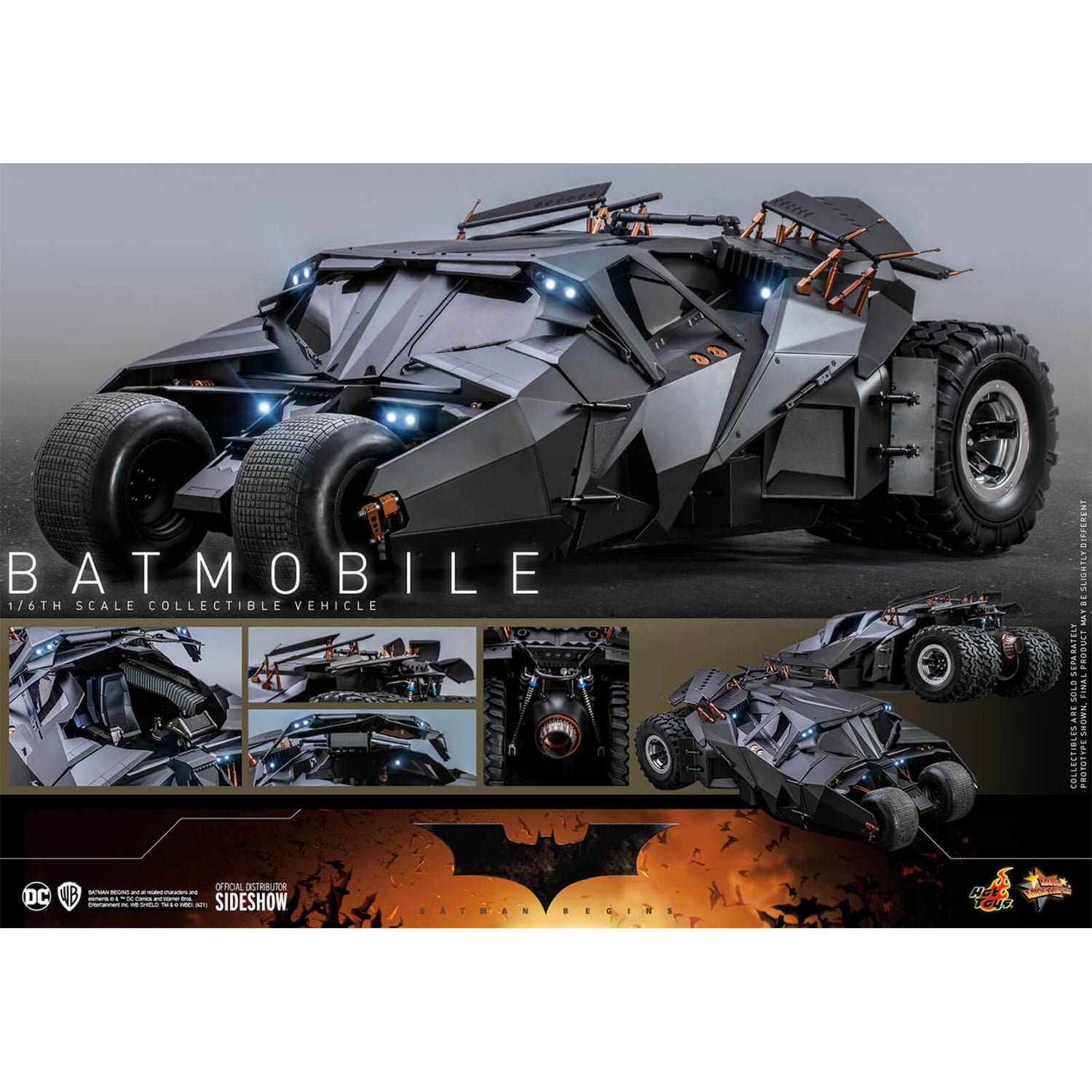 Hot Toys The Dark Knight Trilogy Movie Masterpiece Action Figure 1/6 Batmobile 73 cm Batman Begins