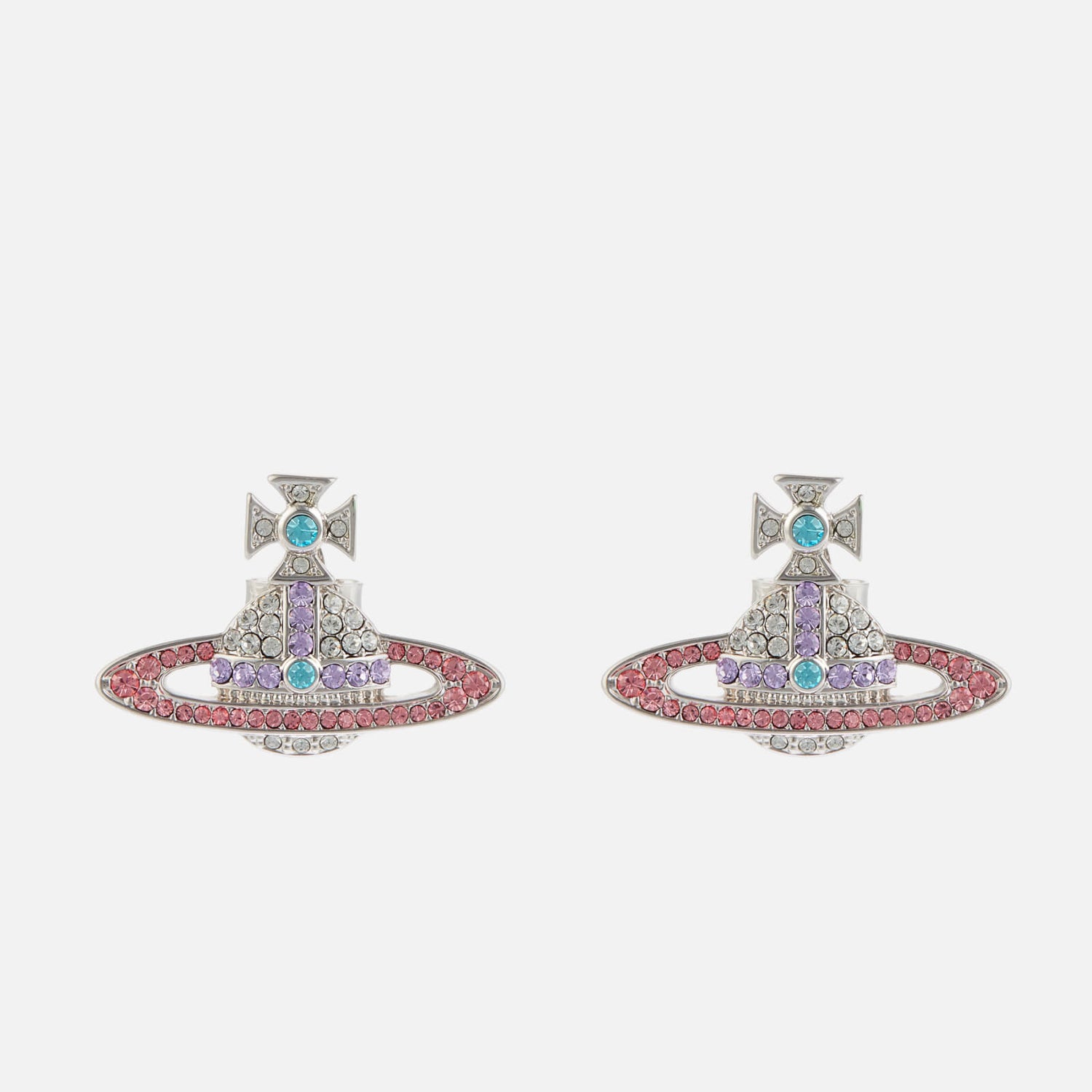 Vivienne Westwood Women's Kika Earrings - Rhodium Crystal Light Rose Violet Aqua Bohemica