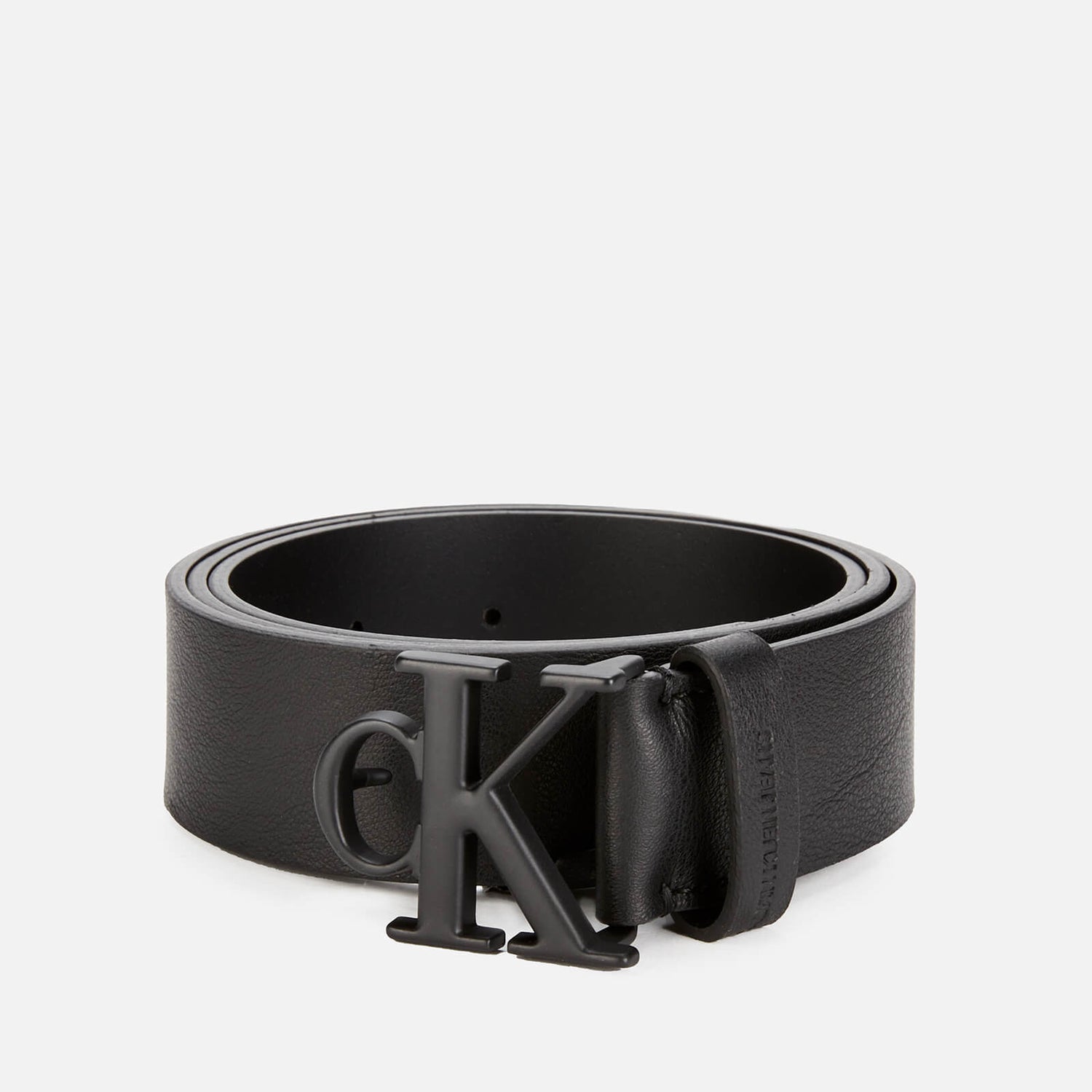 Calvin Klein Jeans Men's Rounded Mono Plaque Belt - Black
