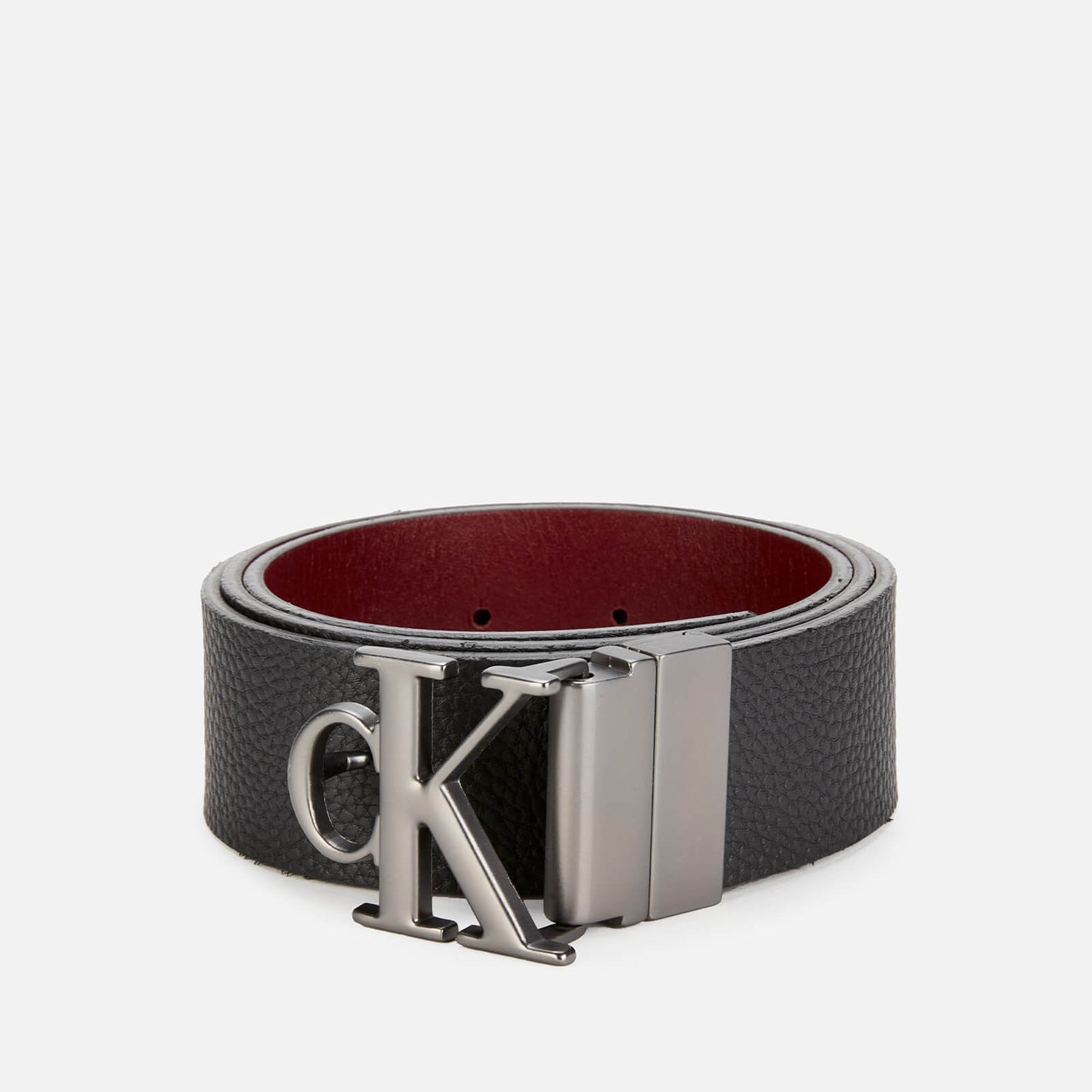 Calvin Klein Jeans Men's Reversible Rounded Mono Plaque Belt - Black/Dark Clove