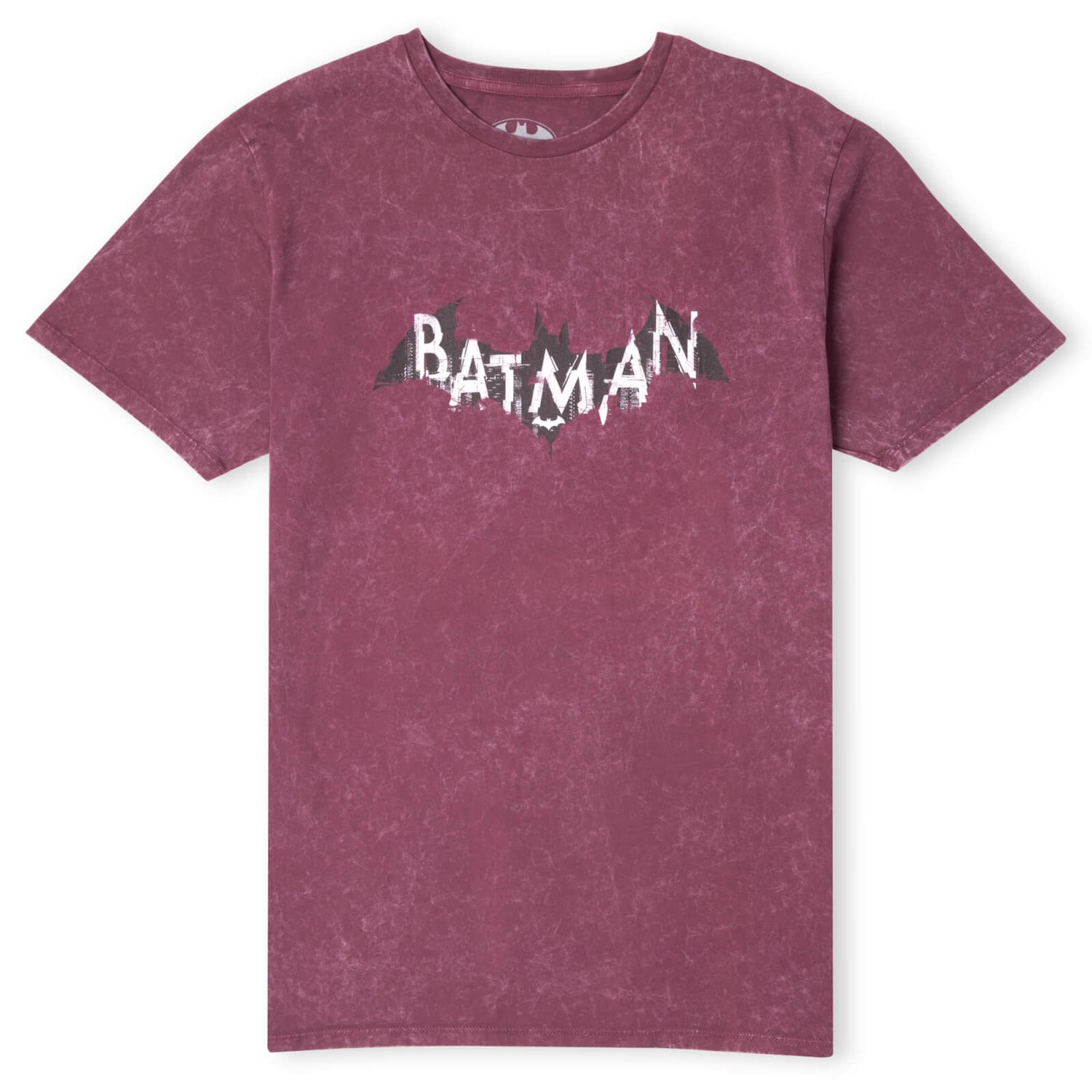 Camiseta para hombre DC Batman Distressed Emblem - Burdeos lavado ácido