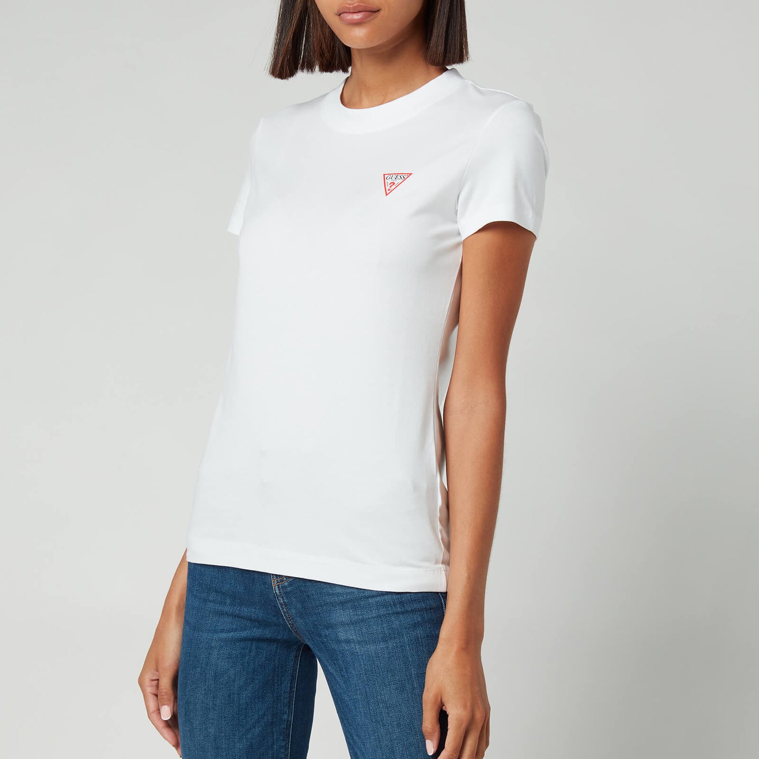 Guess Women's Short Sleeve Crewneck Mini Triangle T-Shirt - Pure White - XS
