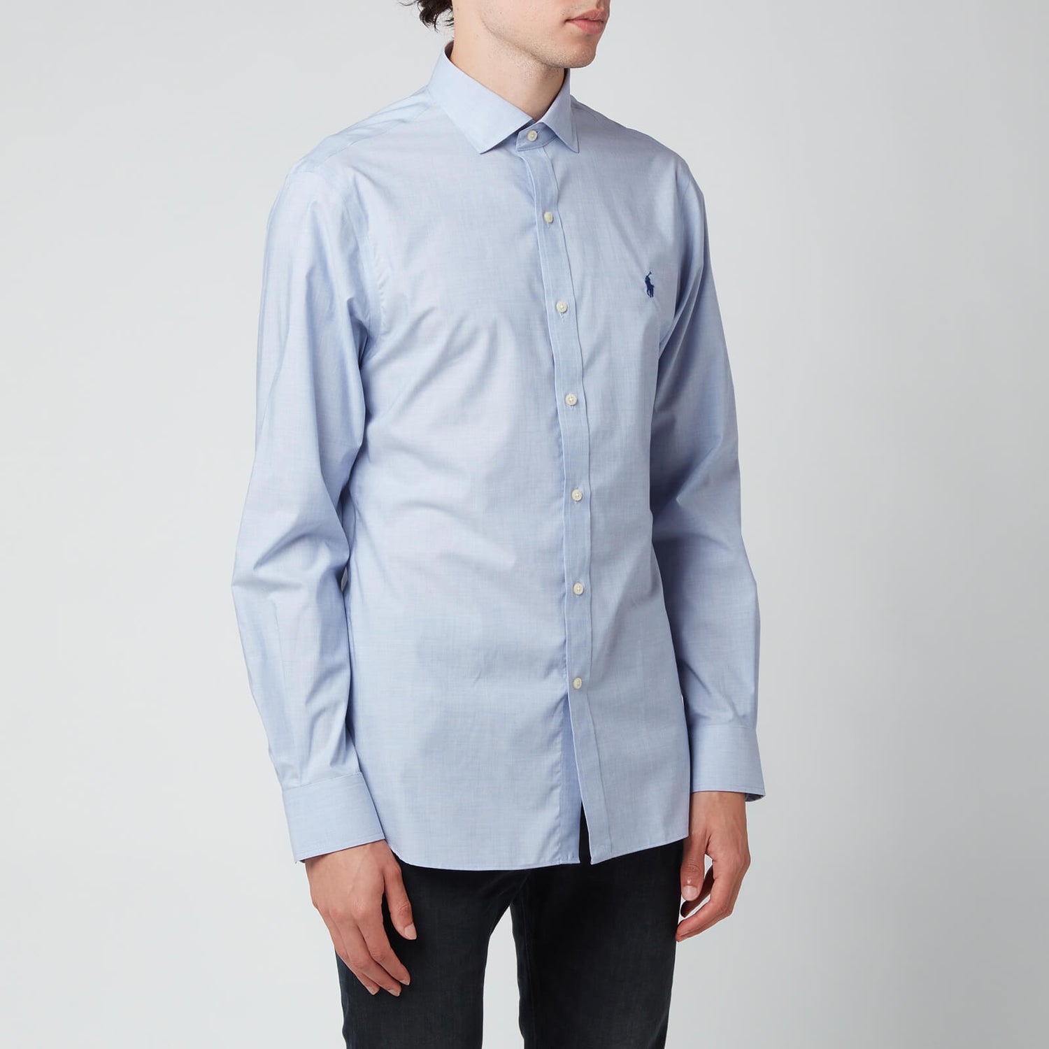 Polo Ralph Lauren Men's Slim Fit Poplin Shirt - Light Blue/White