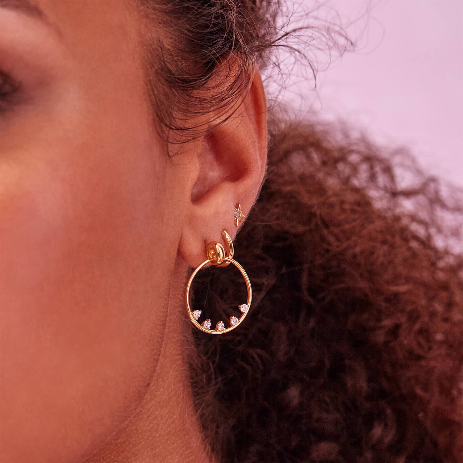 Estella Bartlett Women's Teardrop CZ Circle Earrings - Gold Plate 0