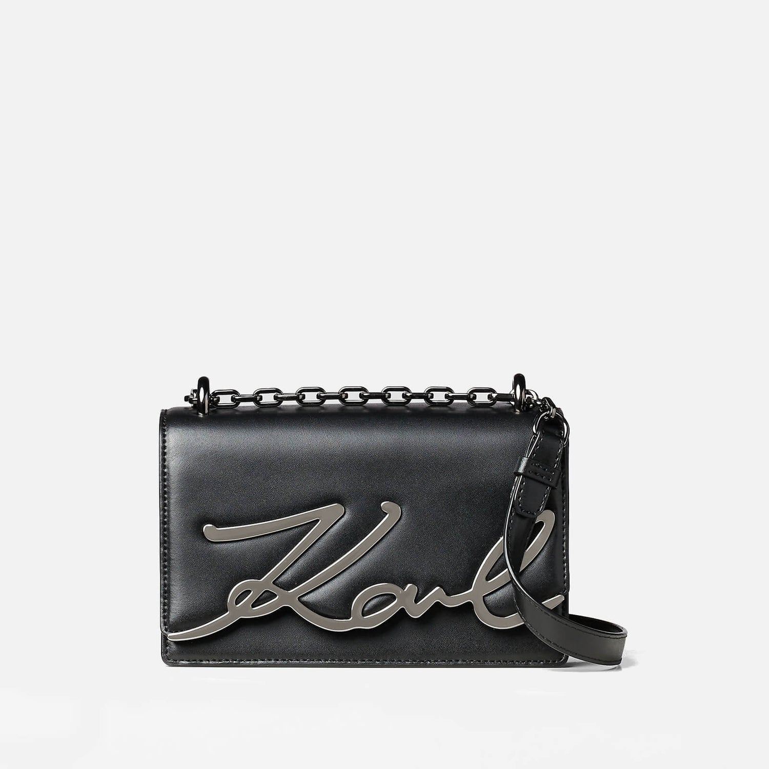 KARL LAGERFELD Women's K/Signature Small Shoulder Bag - Black/Gun metal