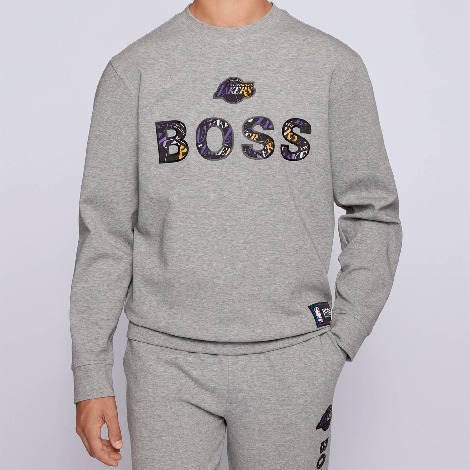 BOSS X NBA Men's Lakers Crewneck Sweatshirt - Medium Grey - S