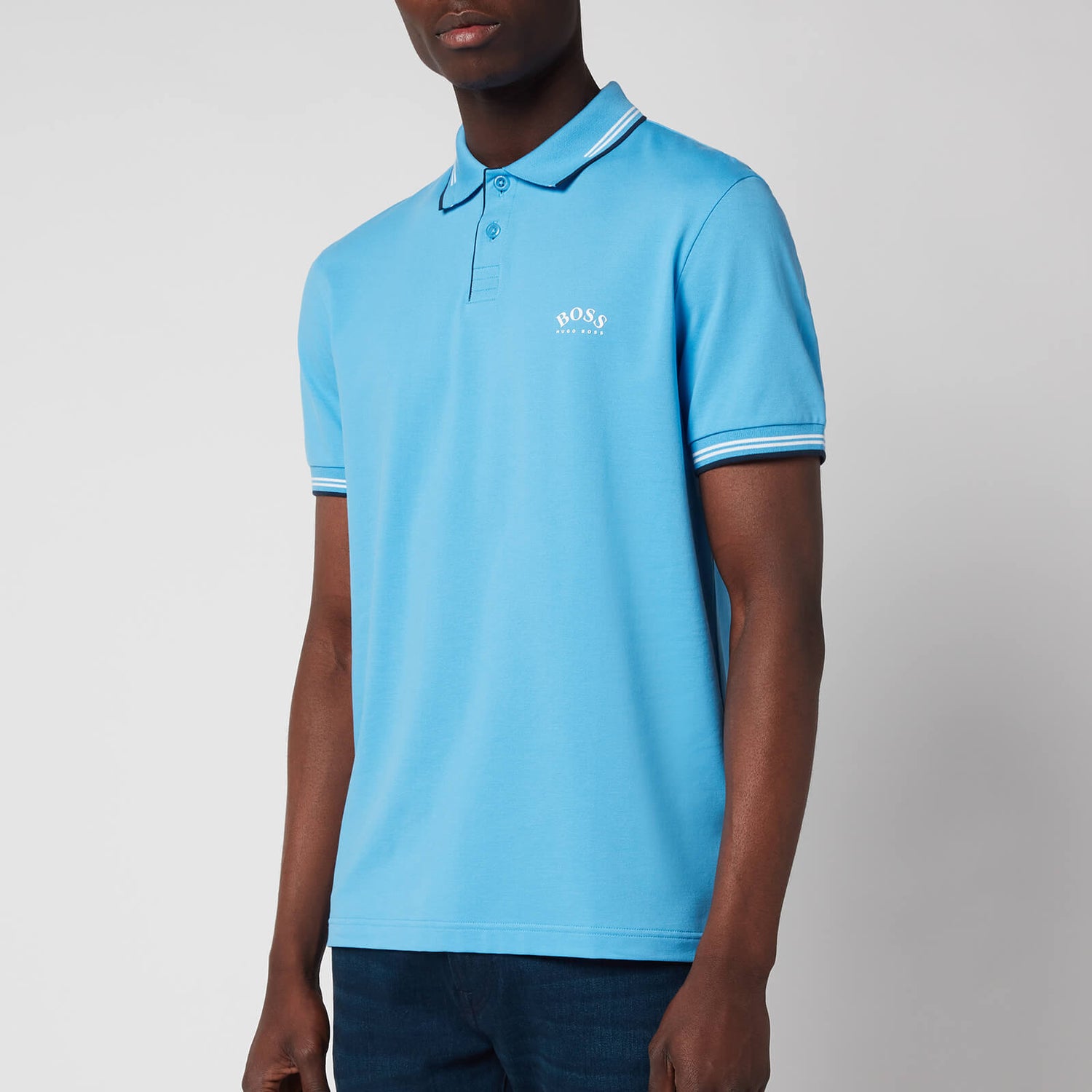 BOSS Athleisure Men's Paul Curved Polo Shirt - Open Blue