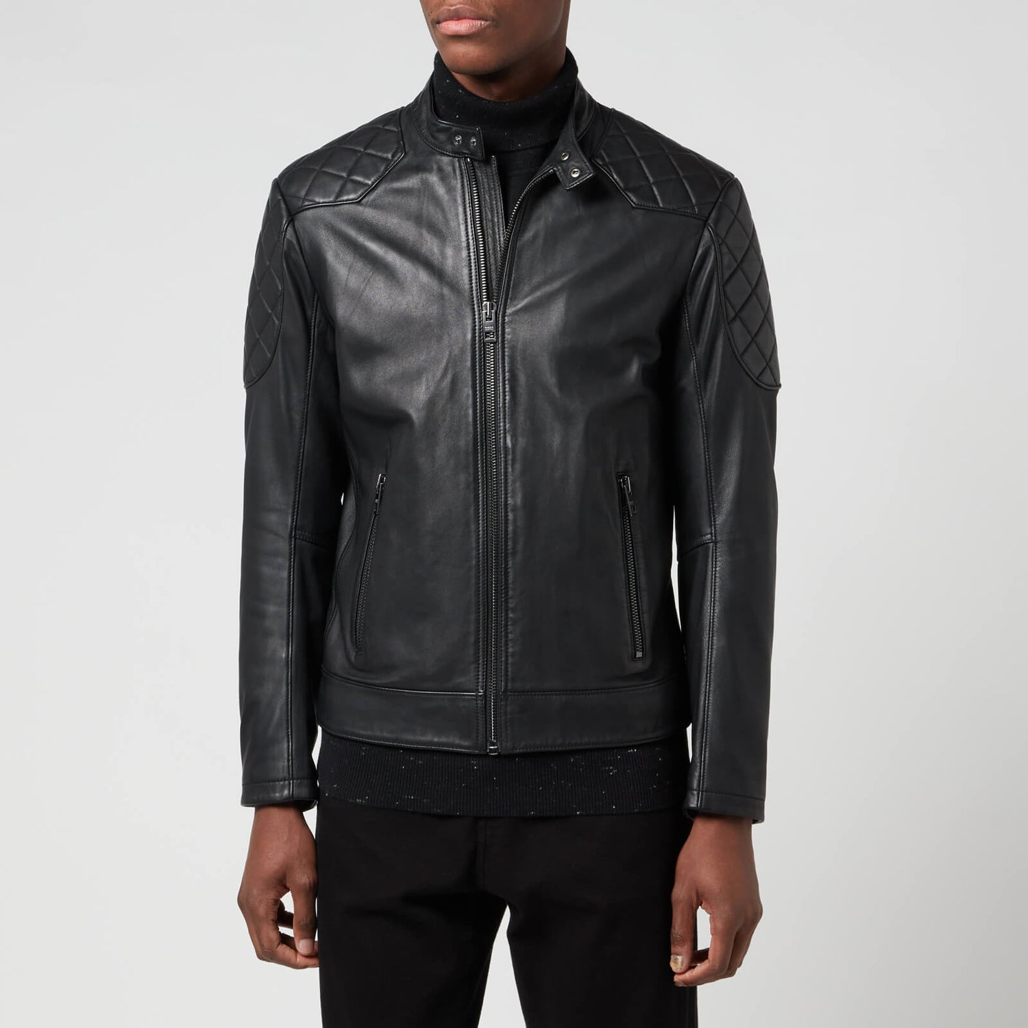 BOSS Casual Men's Jador Leather Jacket - Black - 46/S