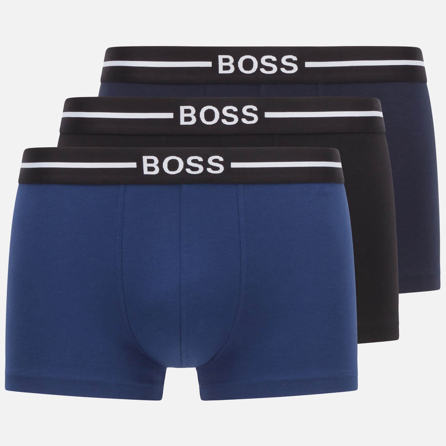 BOSS Bodywear Men's 3-Pack Organic Trunk Boxer Shorts - Black/Navy/Blue