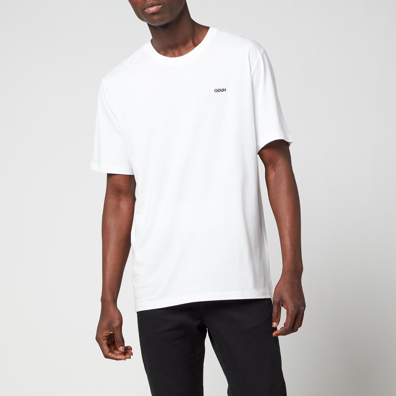HUGO Men's Embroidered Reverse Logo T-Shirt - White - S