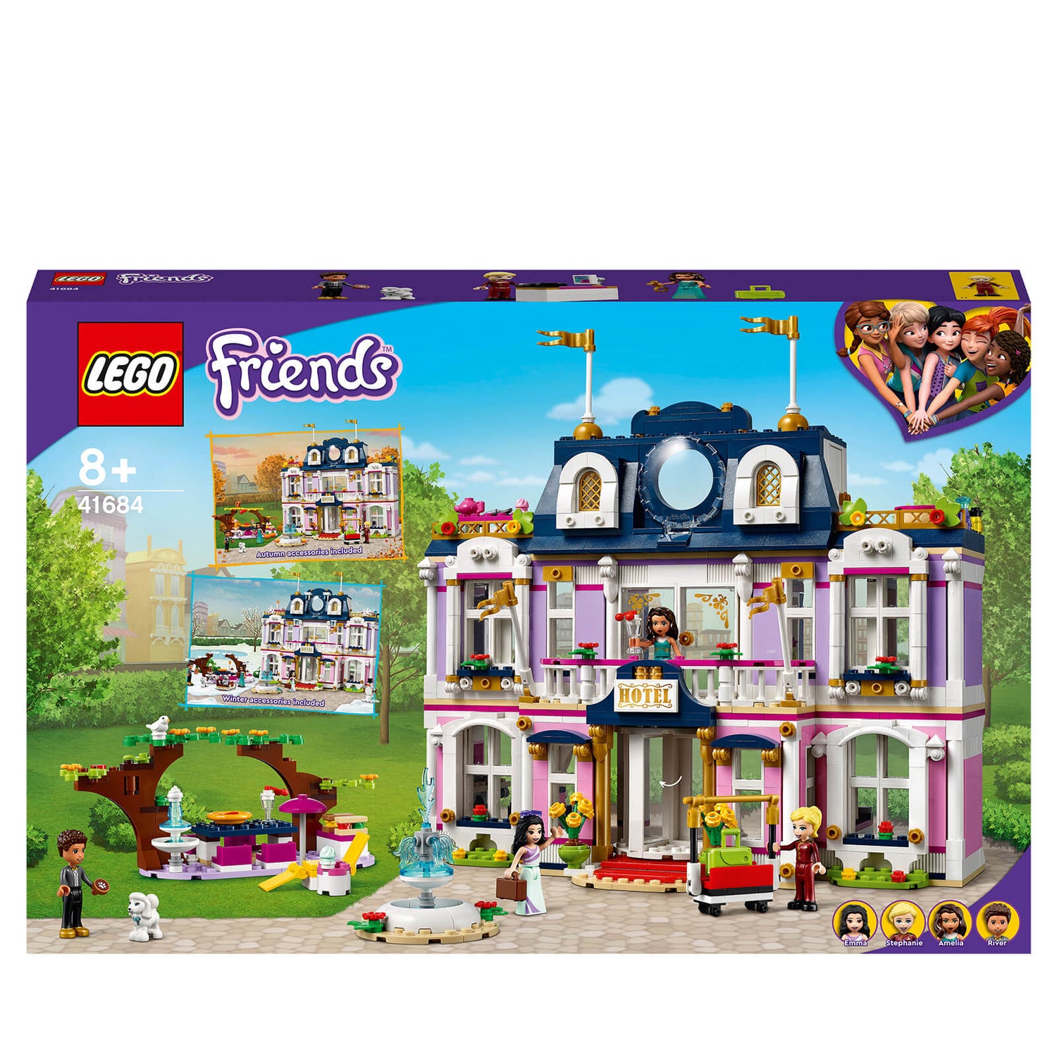 LEGO 41684 Friends Hotel Heartlake City, Juguete de Construcción para Niños y Niñas +8 Años, Casa de Muñecas Toys | Zavvi España