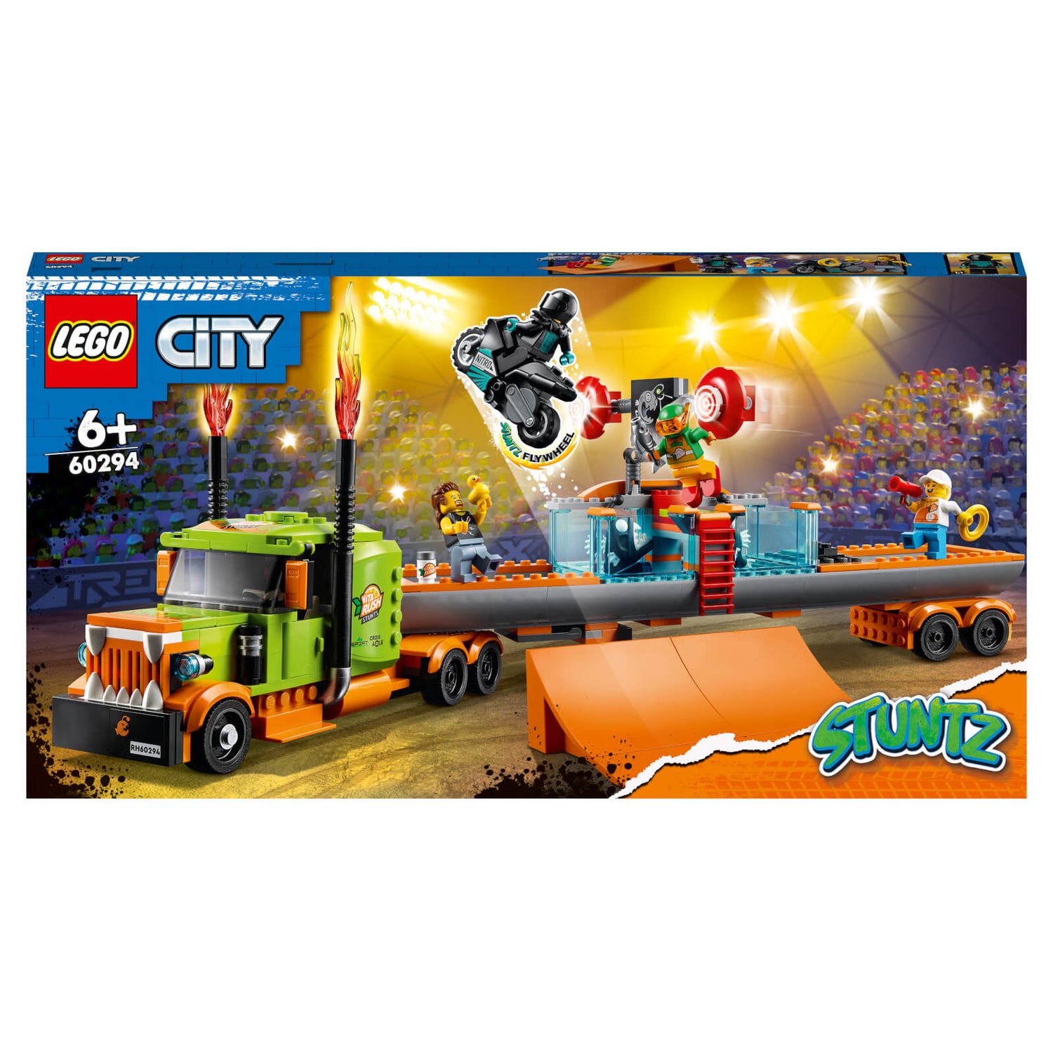 LEGO City: Le Camion de Spectacle des Cascadeurs, Moto Jouet pour Enfants(60294)