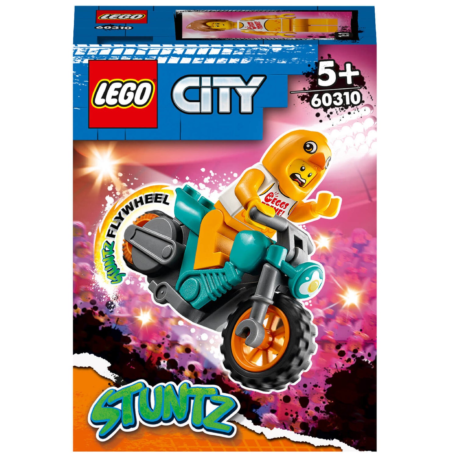 LEGO 60310 City Kip Stuntmotor, Met Speelgoedmotor Met Vliegwielaandrijving, Minifiguur In Kippenpak, Cadeau Voor Kinderen 5+