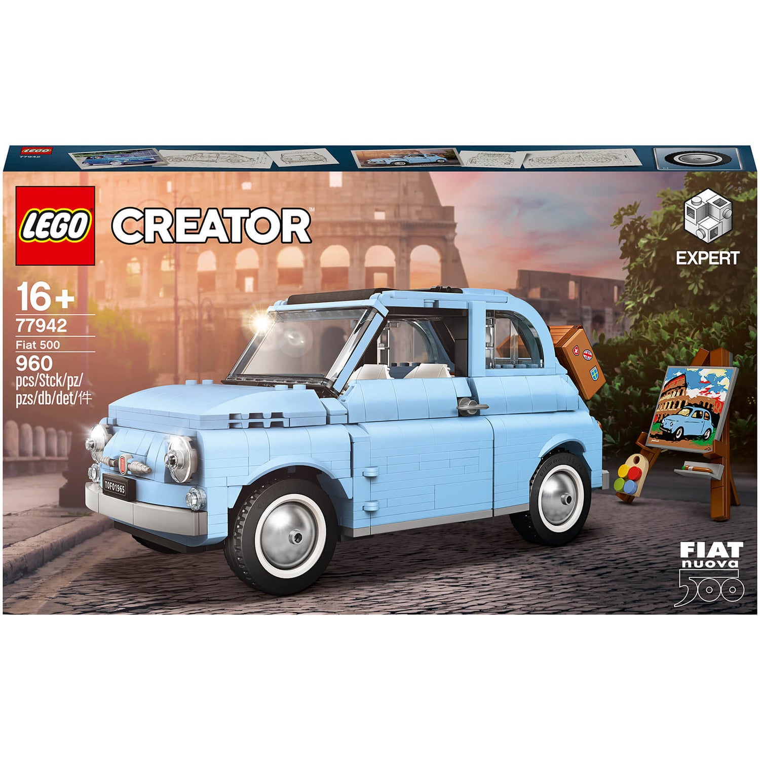 LEGO Creator Expert Fiat 500 Baby Blue Collectable Model (77942) Toys -  Zavvi UK