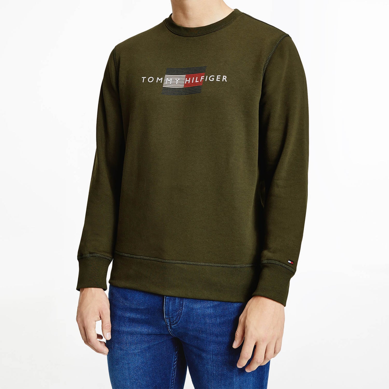 Tommy Hilfiger Men's Line Flag Crewneck Sweatshirt - Olivewood