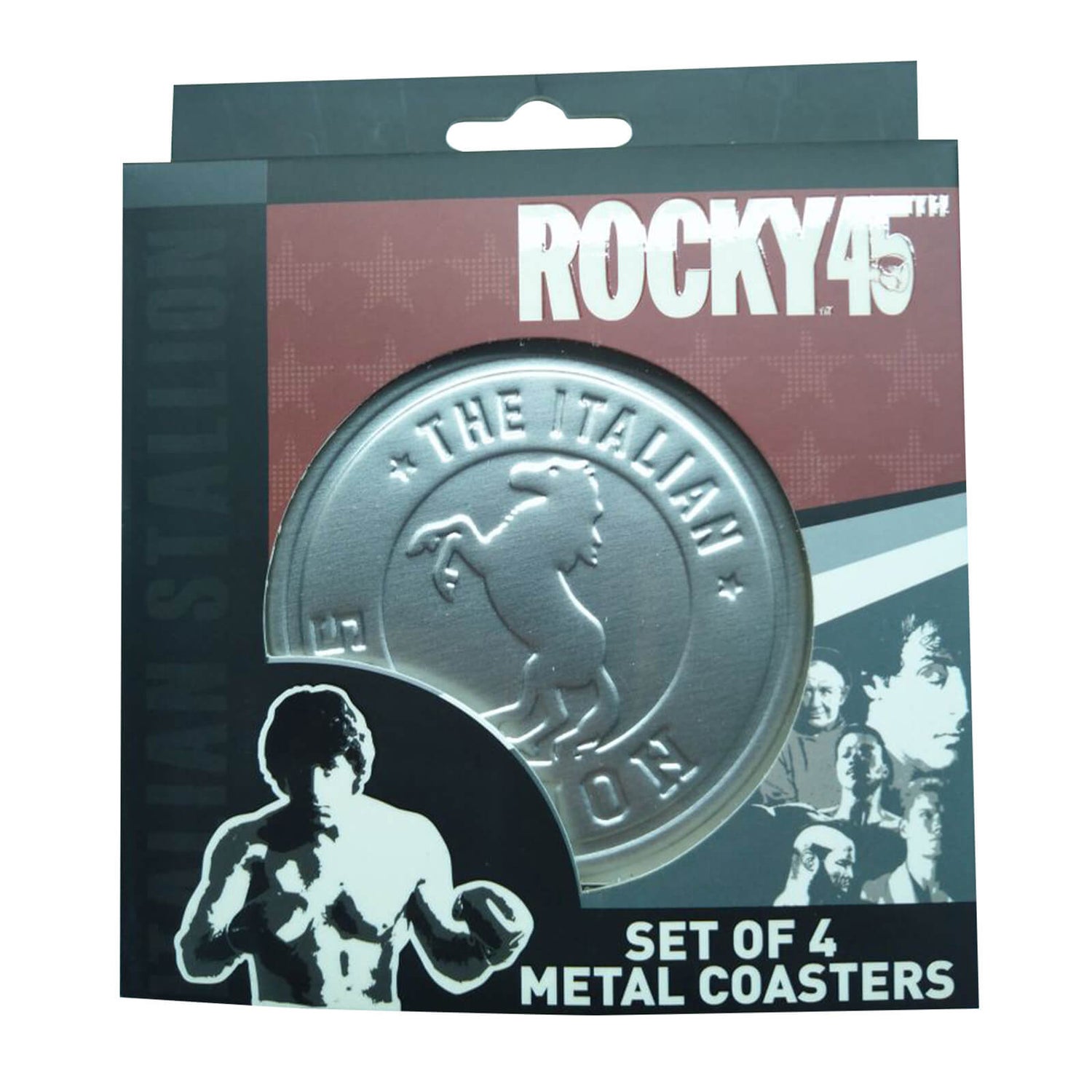 Rocky - Set aus vier geprägten Metall-Getränkeuntersetzern