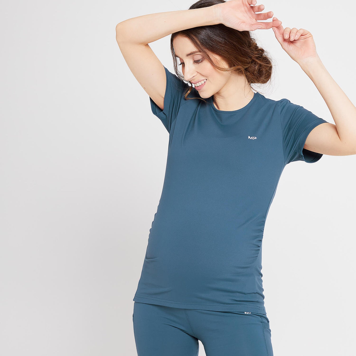 Bluză de maternitate cu mânecă scurtă MP Power pentru femei - Albastru prăfuit - XS