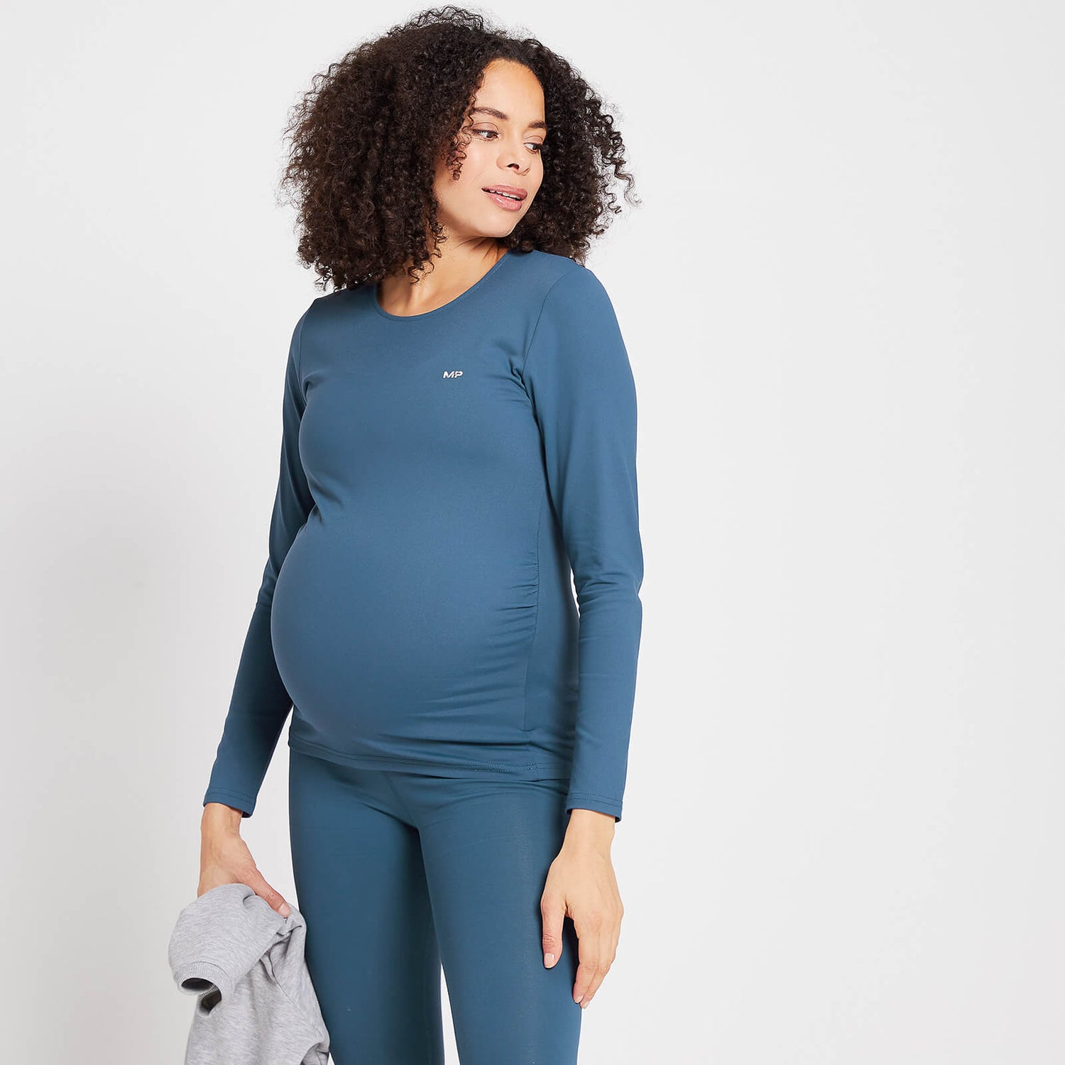 Ciążowa koszulka z długim rękawem z kolekcji Power Maternity MP – Dust Blue - XXS