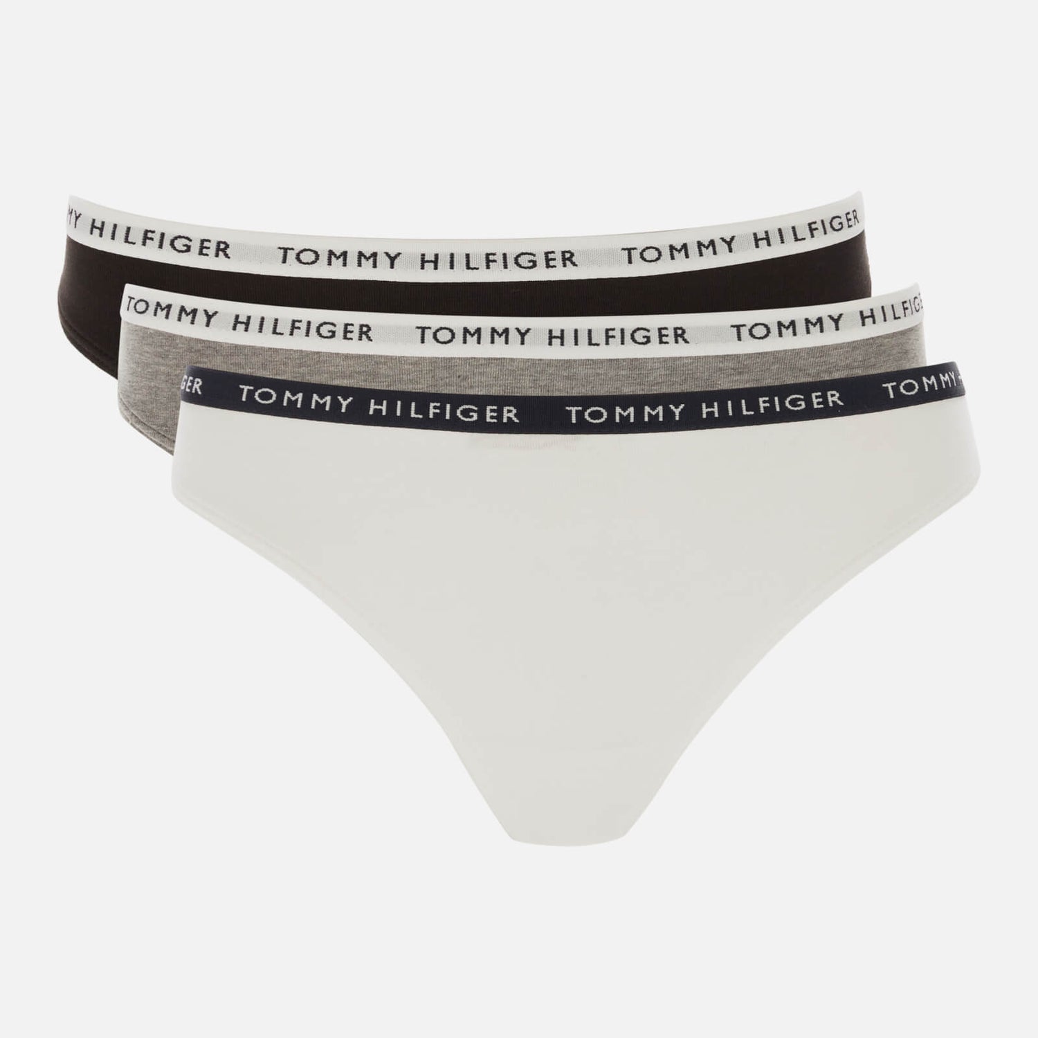 Tommy Hilfiger Women's Recycled 3P Thong - Grey/White/Black - S
