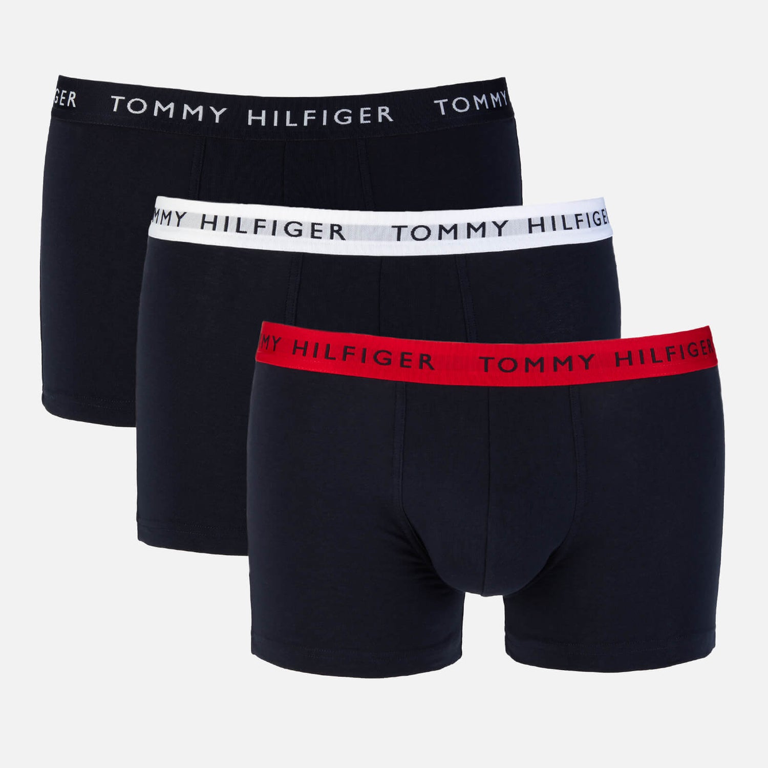Tommy Hilfiger Men's 3-Pack Contrast Waistband Trunks - Desert Sky/White/Primary Red - S