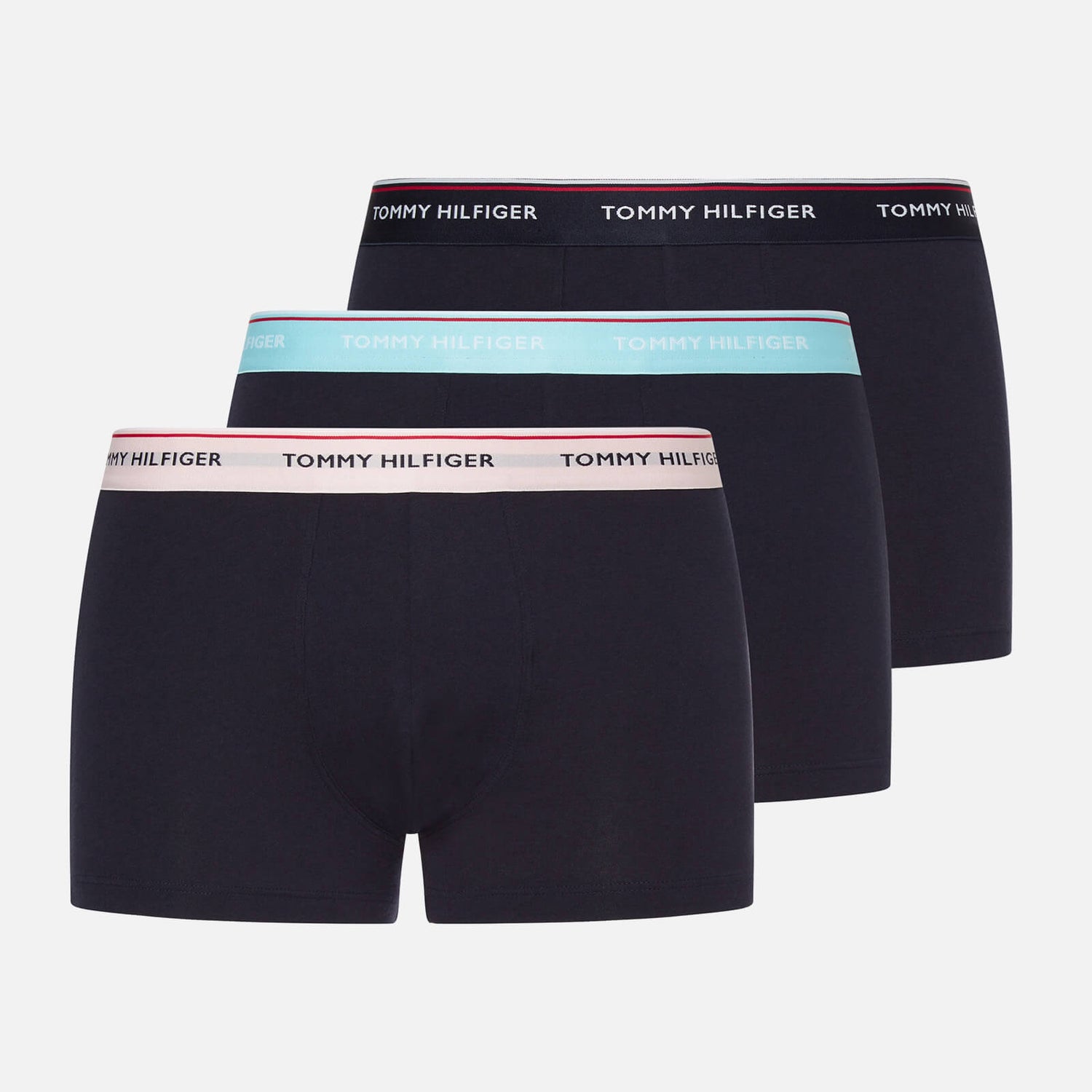 Tommy Hilfiger Men's 3-Pack Contrast Waistband Trunks - Desert Sky/Pale Pink/Cryo Ice - S