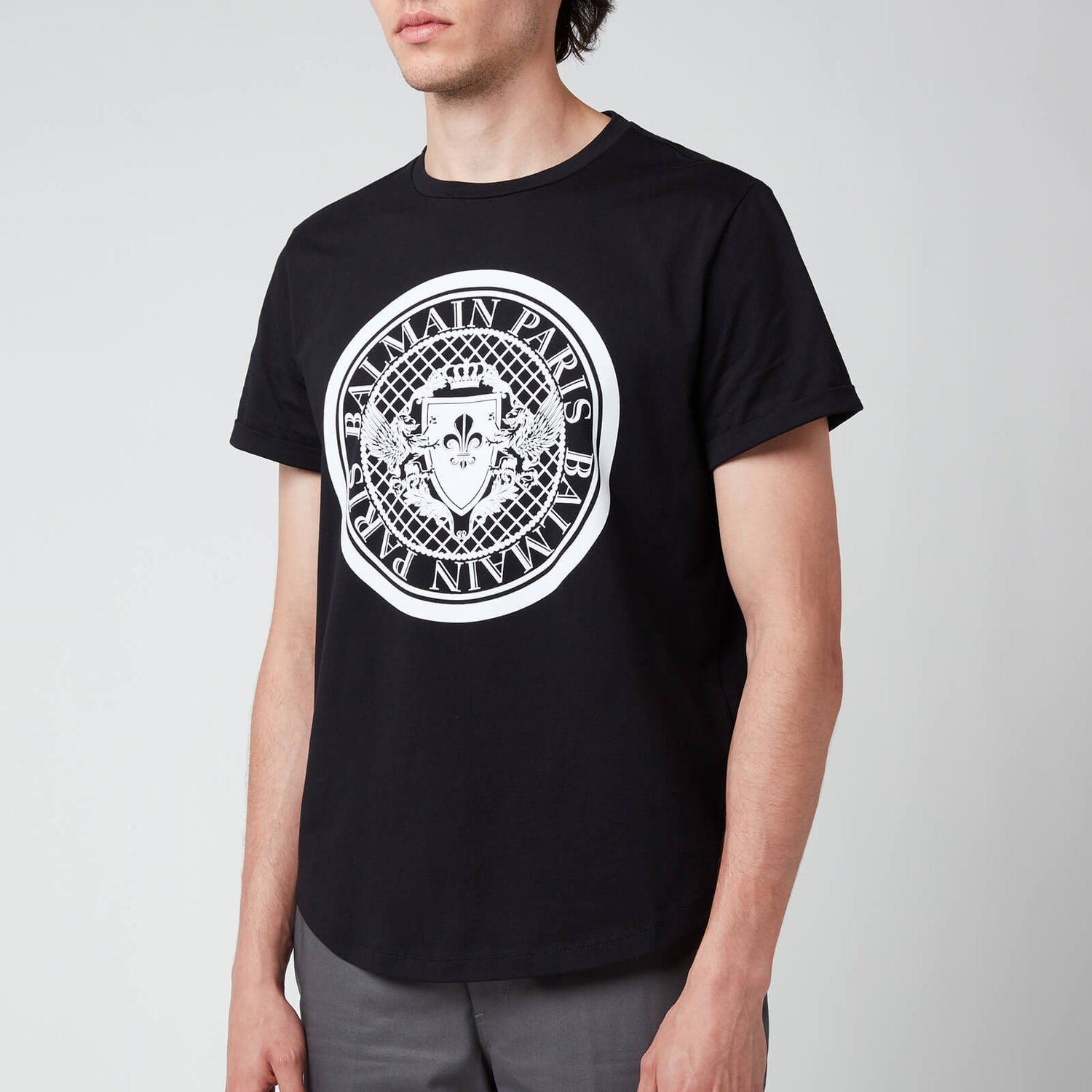 Balmain Men's Coin Flock T-Shirt - Black/White
