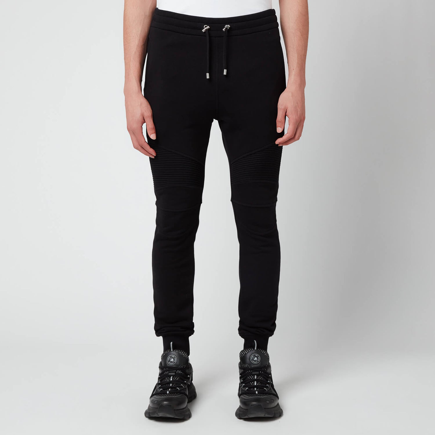 Balmain Men's Printed Ribbed Sweatpants - Black/White