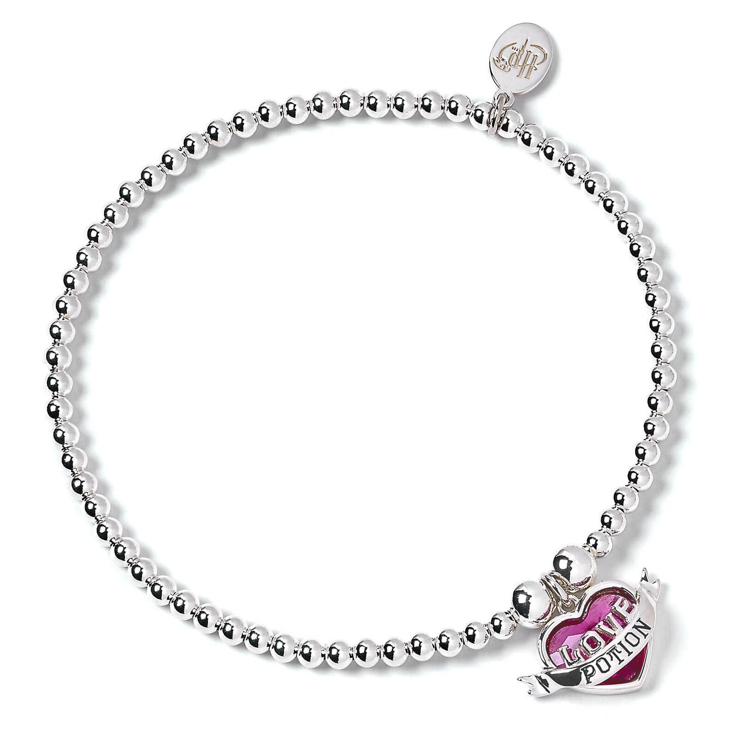 Harry Potter Ball Bead Bracelet with Love Potion Charm Embellished with Crystals - Sterling Silver