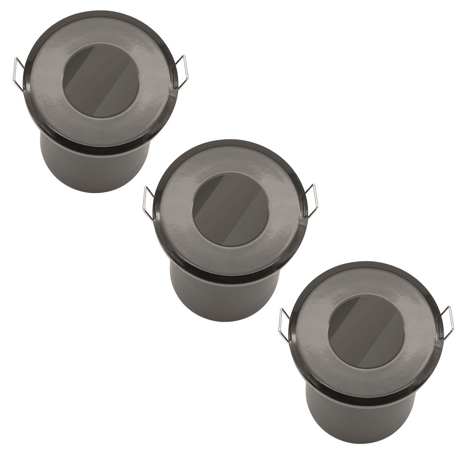 Fixed Fire Rated IP65 Pack 3 Downlights Black Homebase